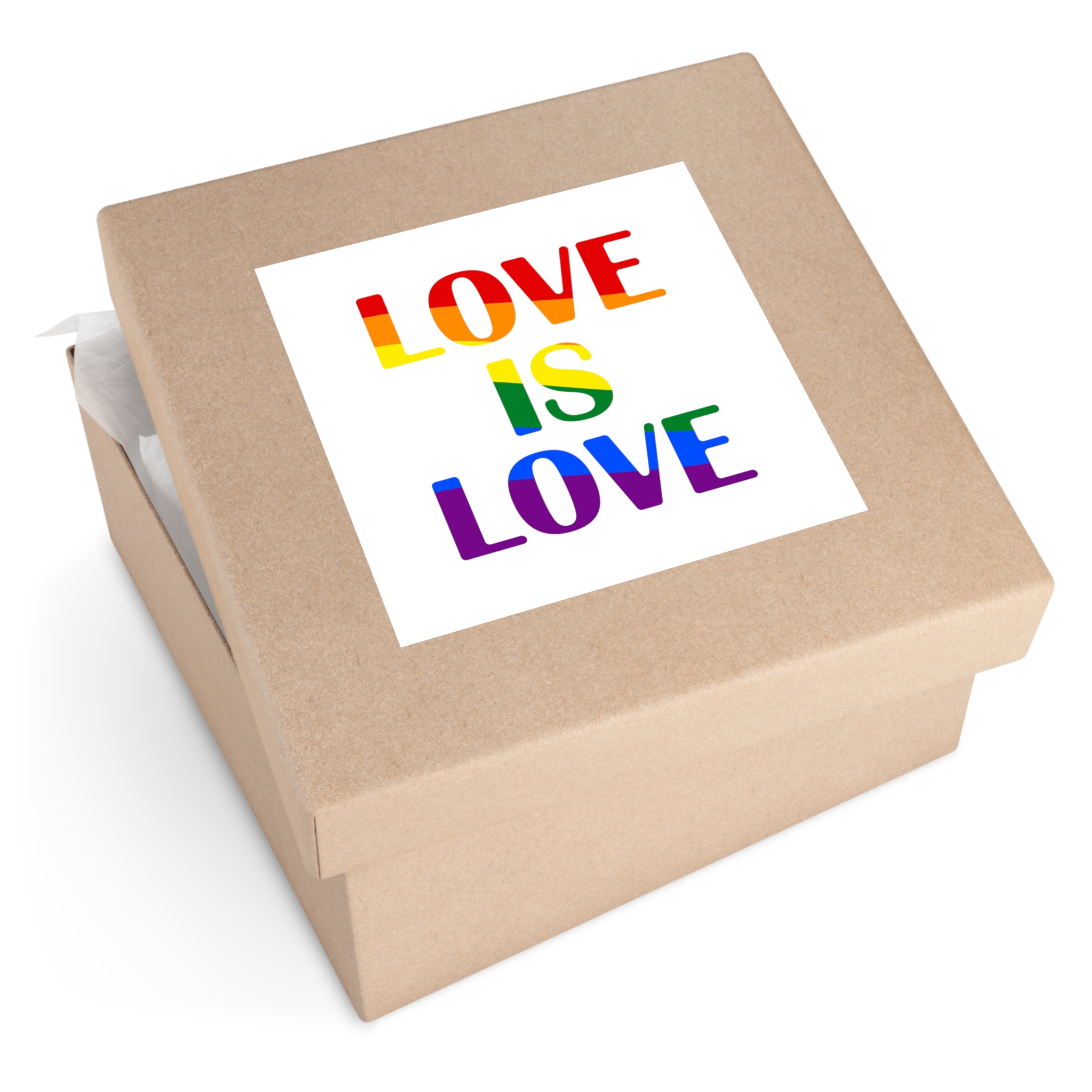 Love Is Love With Rainbow Colors Slogan Typography Banner Laminate Stickers Square - Image 63