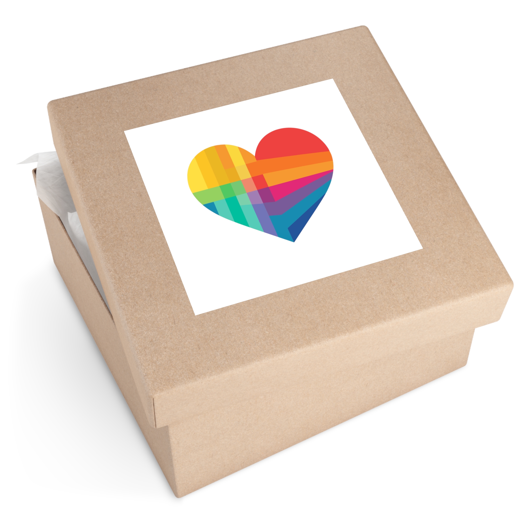 Heart Shape Rainbow Colors Laminate Stickers Square - Image 51