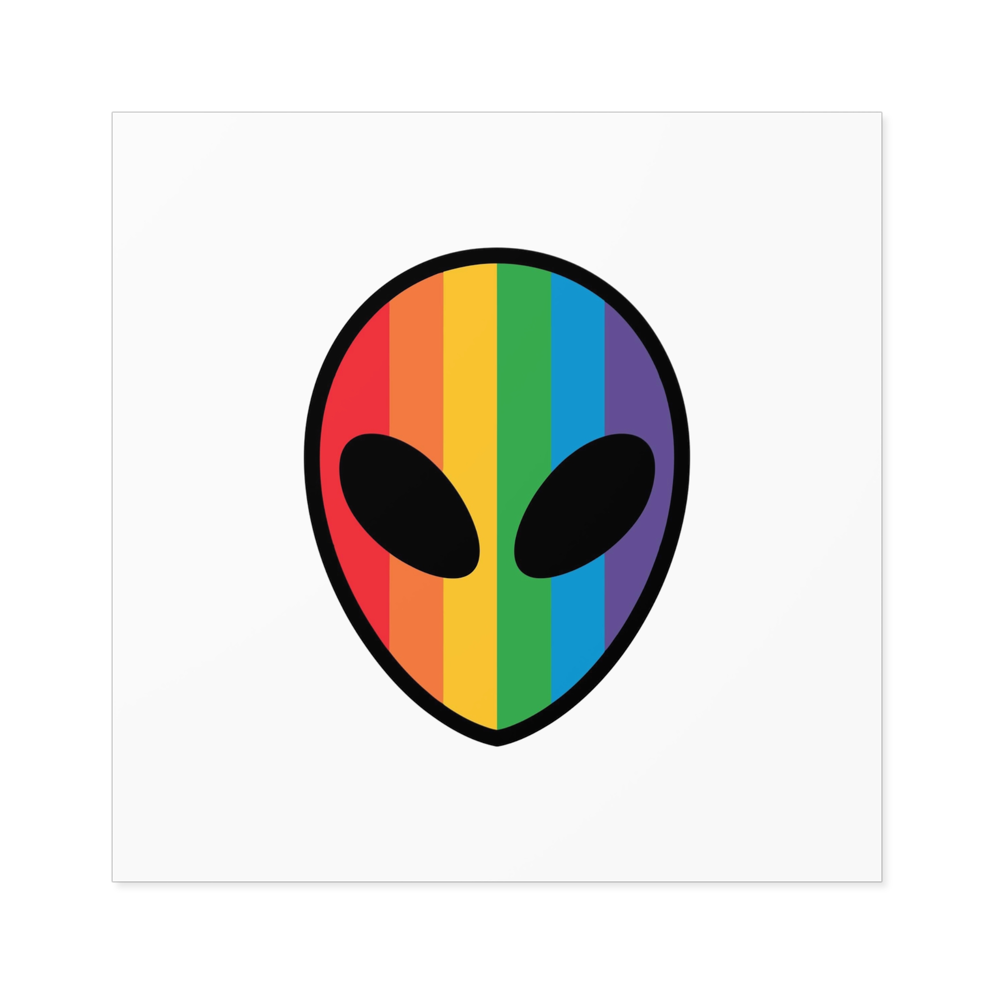 Rainbow Alien Head Lgbt Pride Illustration Laminate Stickers Square - Image 45
