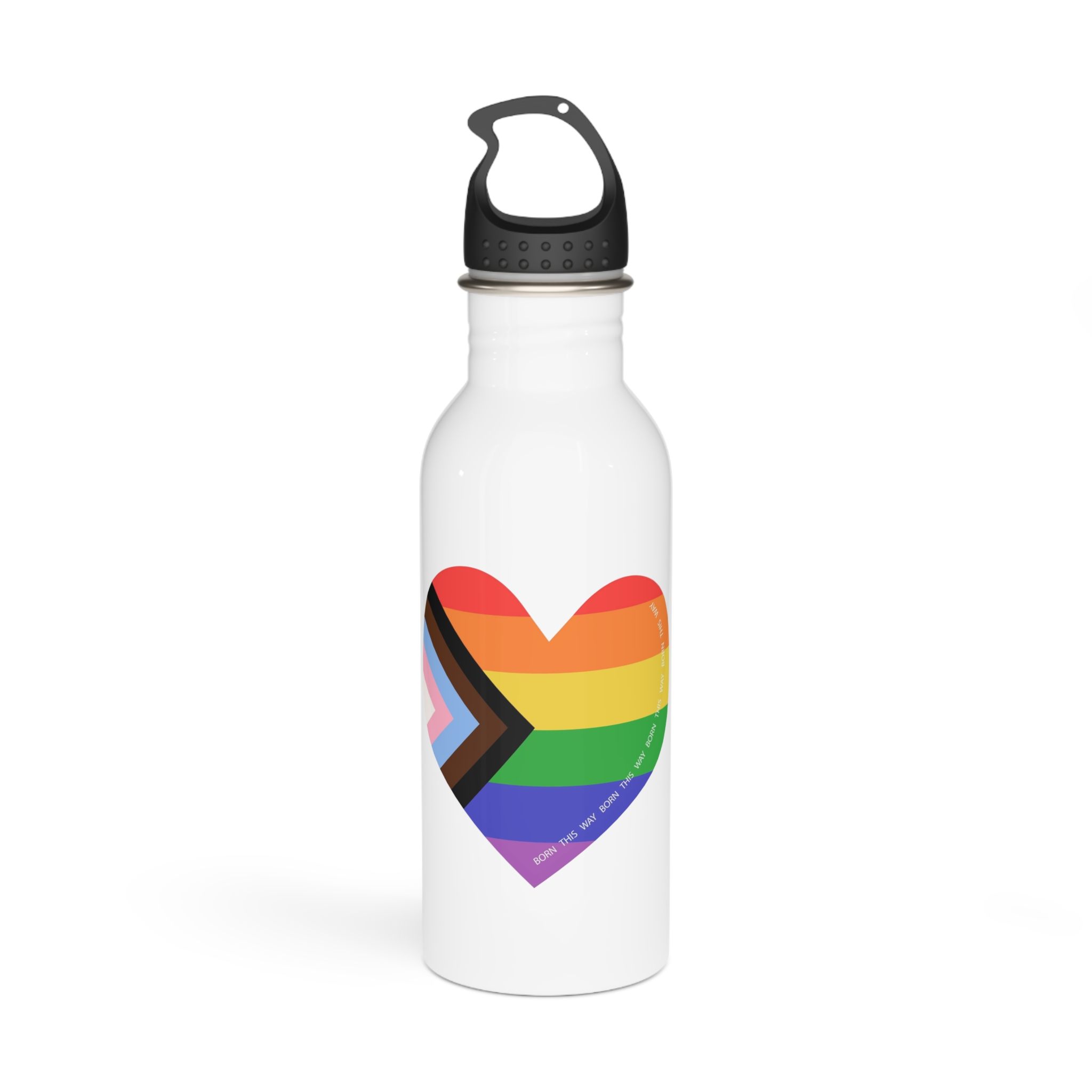 Heart Shaped Lgbtq Flag Flat Vector Illustration Stainless Steel Water Bottle