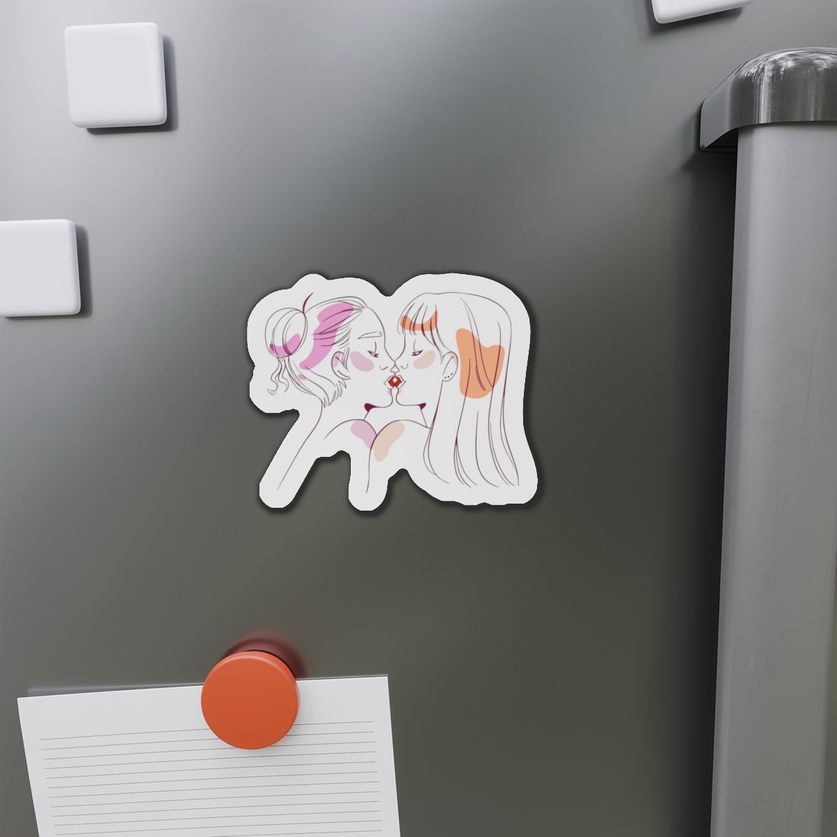 Hand Drawn Affectionate Lesbian Kiss (2) Die Cut Magnets - Image 11