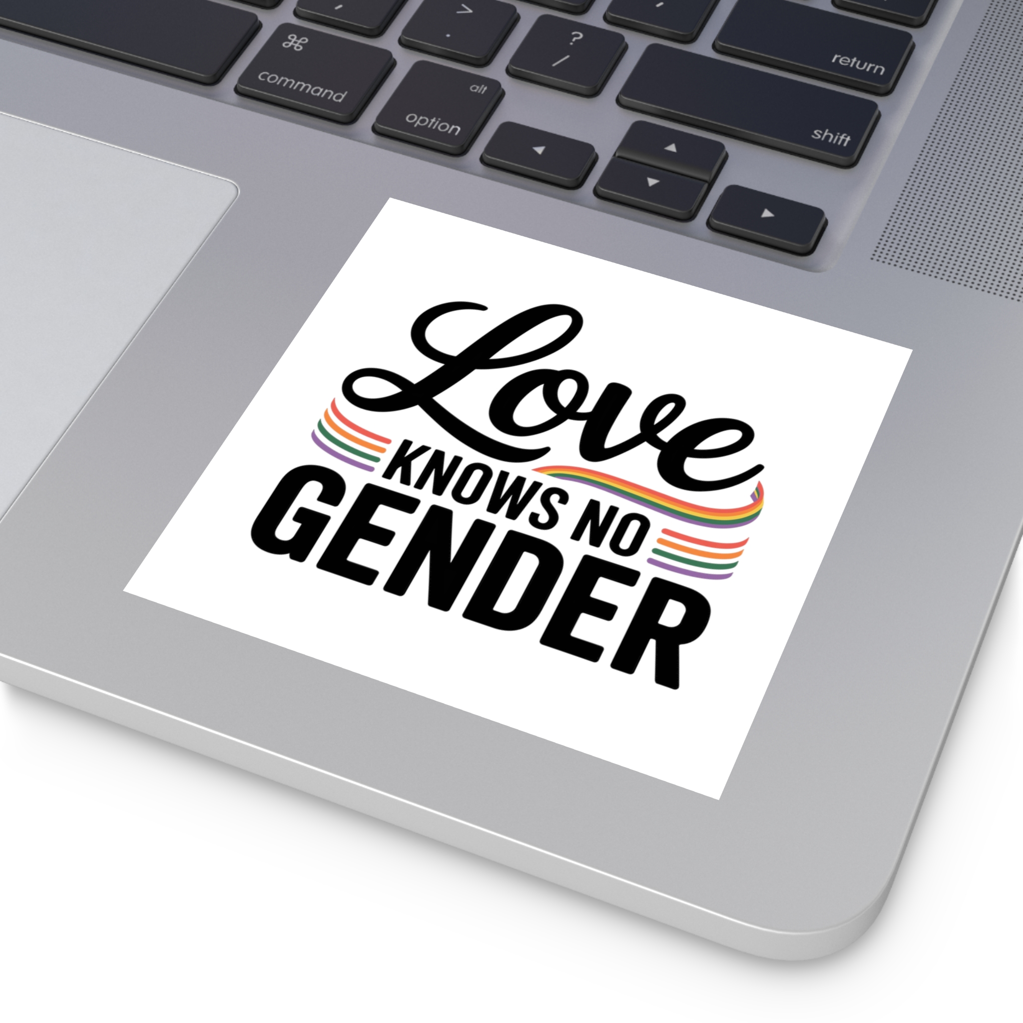 Love Knows No Gender T Shirt Design Isolated White Background 2 Laminate Stickers Square - Image 27
