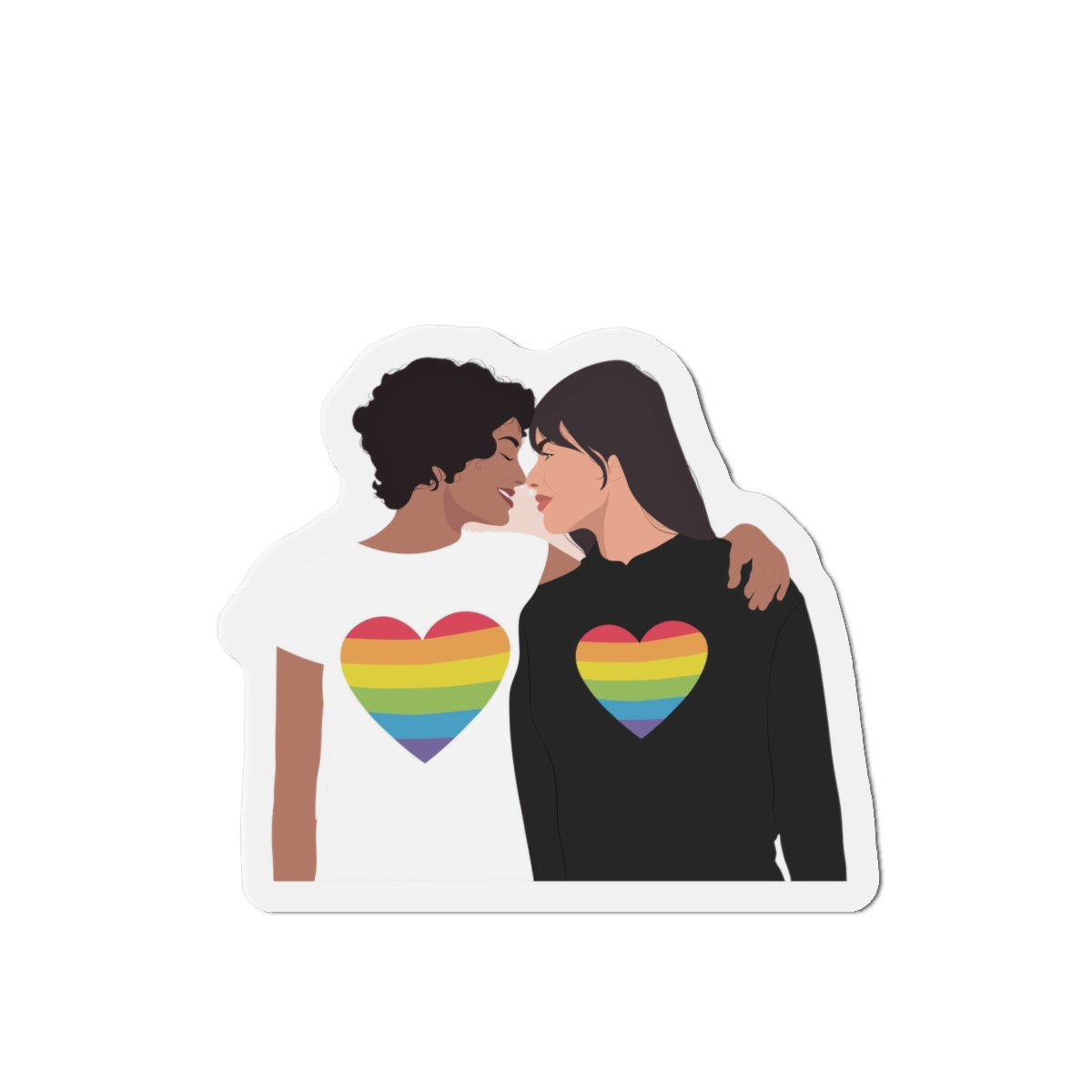 Embracing Lgbt Couple Couple Girls Love Smiling Each Other Die Cut Magnets - Image 7