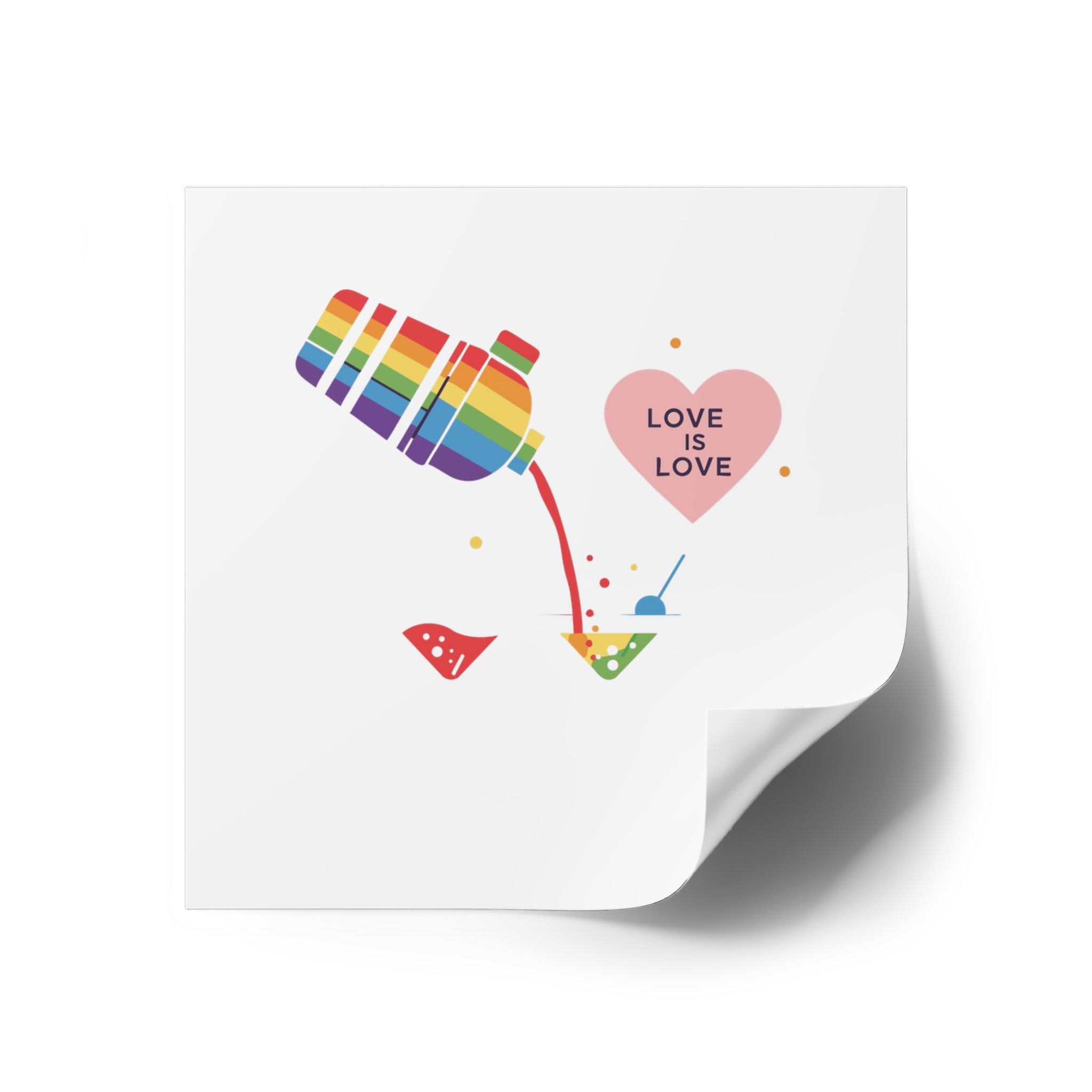 Rainbow Cocktail Shaker Pouring Drink With Heart Love Is Love Illustration Vector Laminate Stickers Square - Image 26