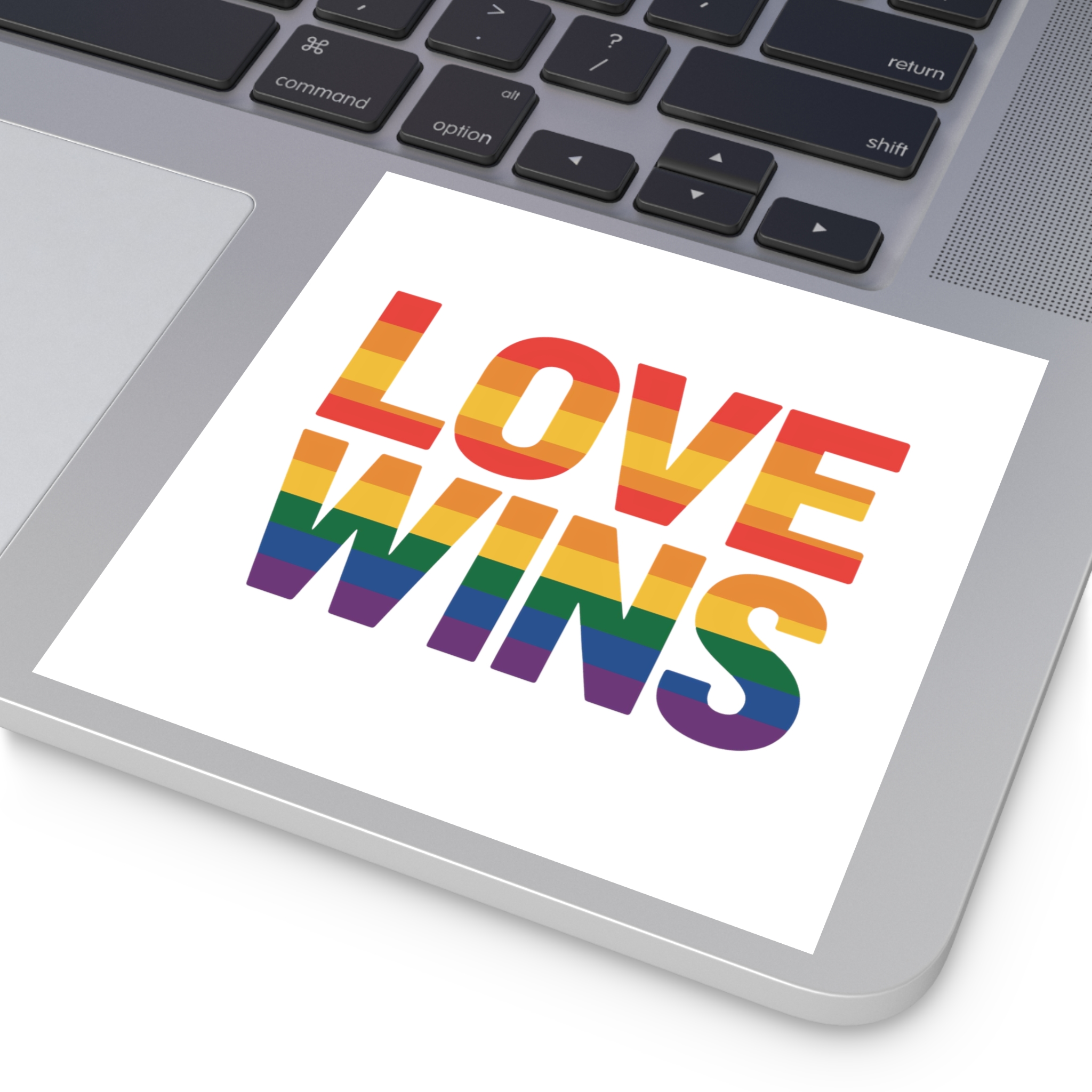 Love Wins Rainbow Pride Message1 Laminate Stickers Square - Image 35