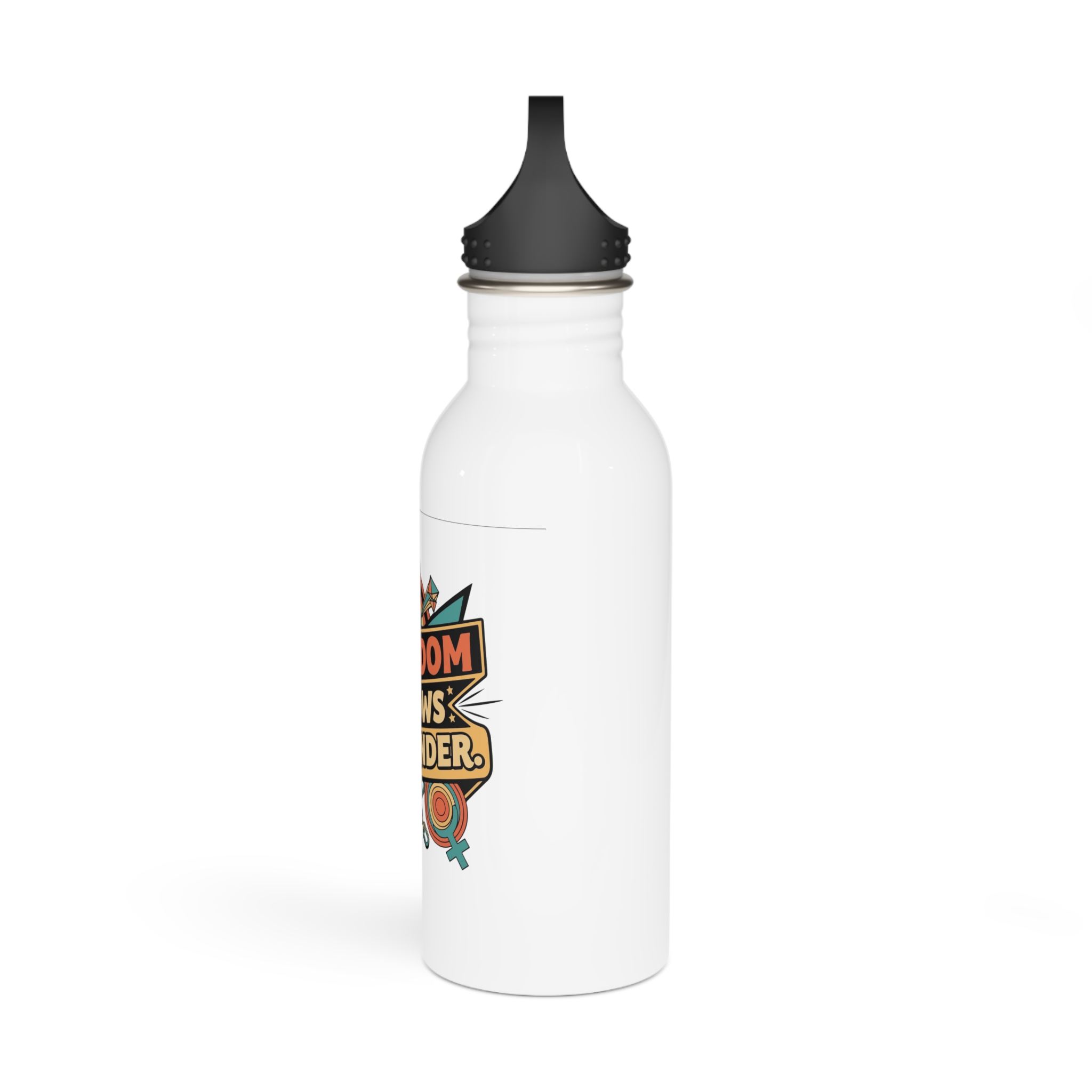 Freedom Knows No Gender Lgbtq Pride Retro Design Stainless Steel Water Bottle - Image 4