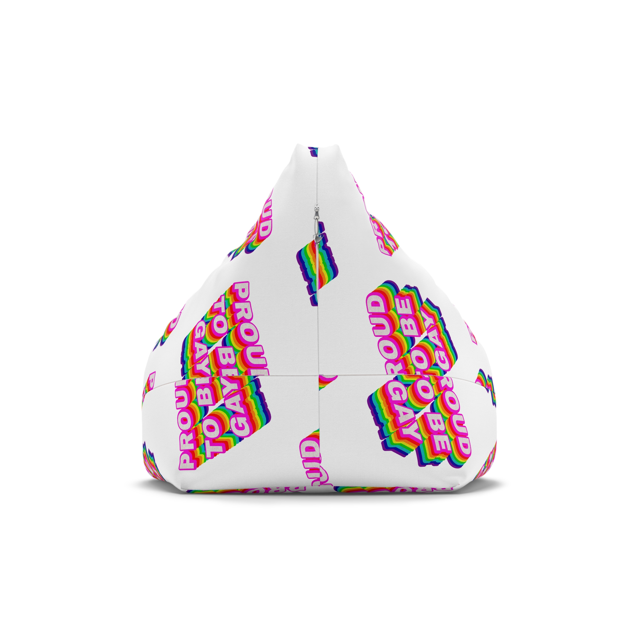 Rainbow Word Proud Be Gay Typography Design Element Bean Bag Chair Cover - Image 2