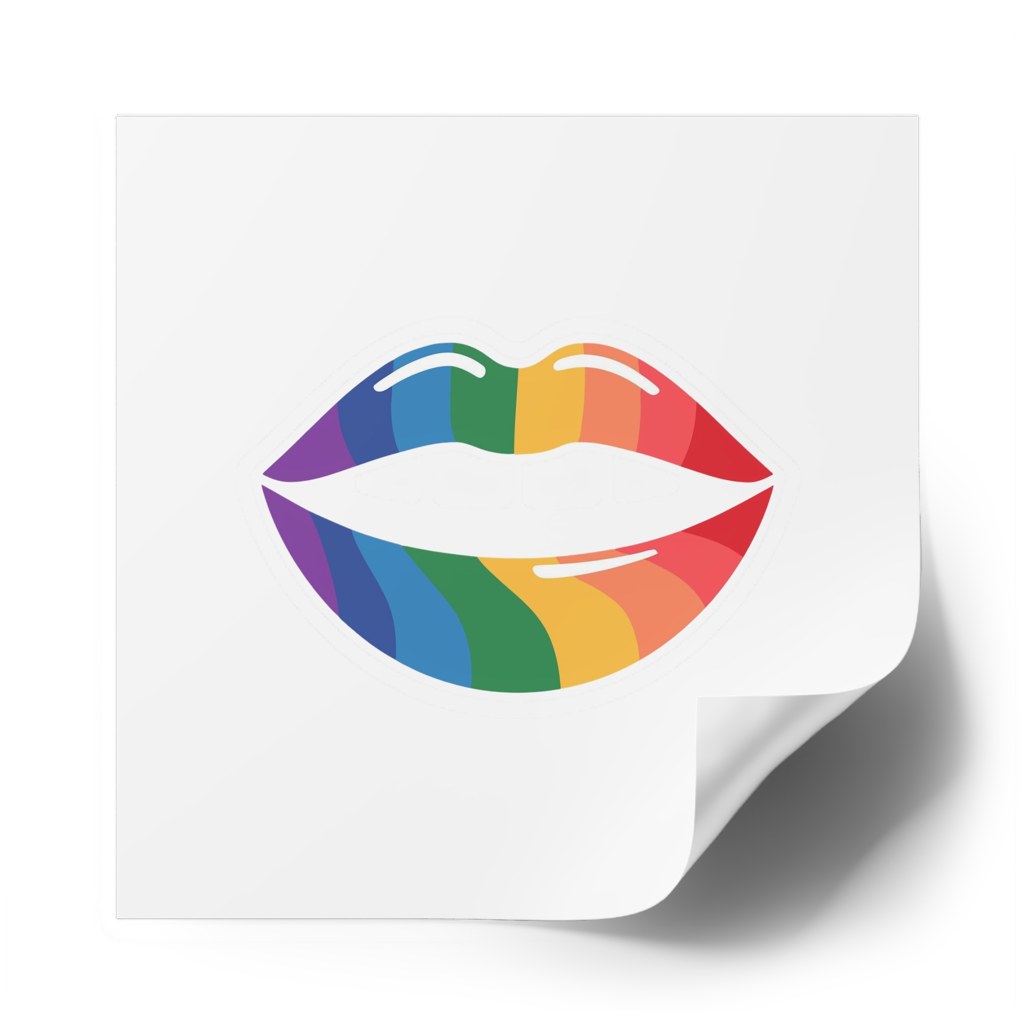 Rainbow Lips Illustration Laminate Stickers Square - Image 62