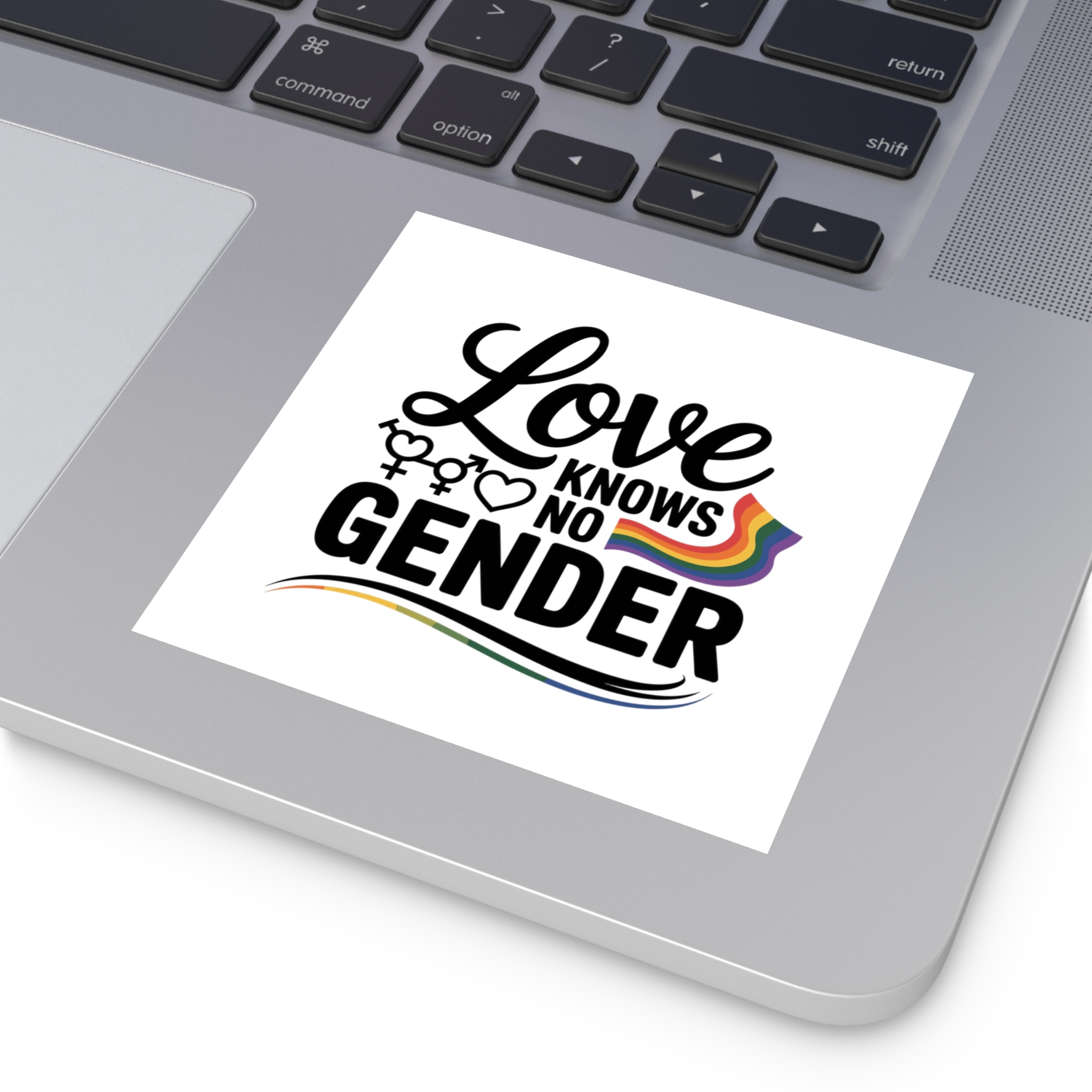 Love Knows No Gender T Shirt Design Isolated White Background Laminate Stickers Square - Image 19