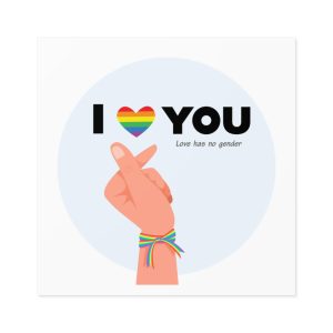 Inspirational Homosexual Pride Poster With Rainbow Heart Laminate Stickers Square