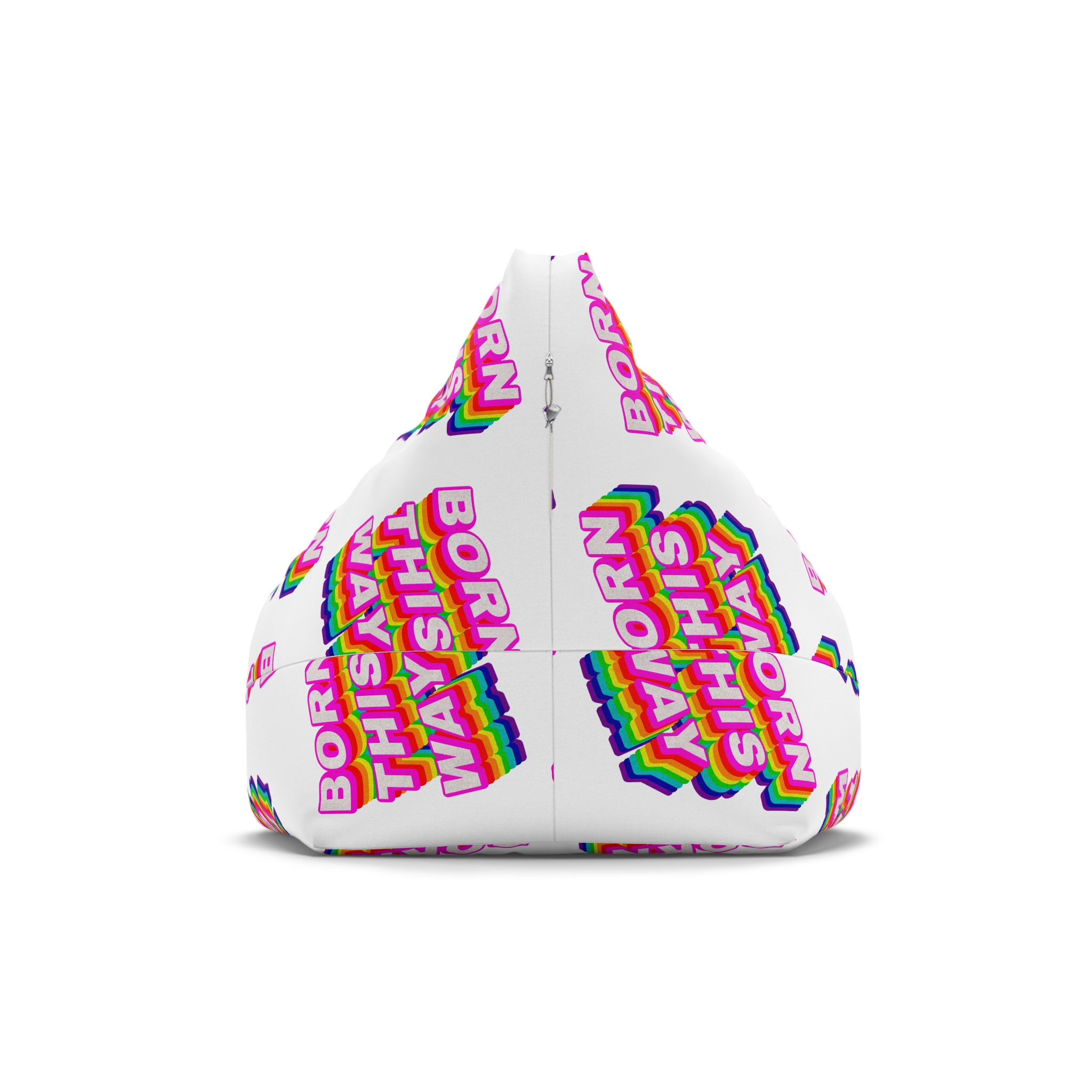 Rainbow Word Born This Way Typography Design Element Bean Bag Chair Cover - Image 2