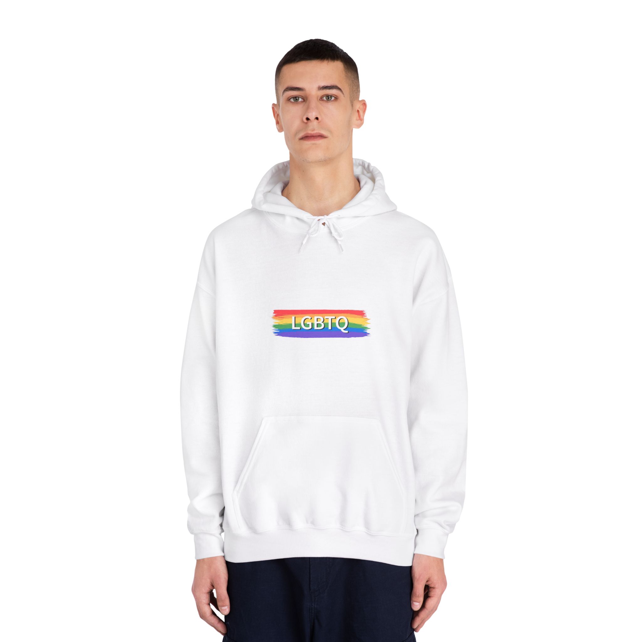 Lgbtq Rainbow Flag Pride Month June Colorful Brush Stroke Lgbtq Flag Vector Illustration Unisex Dryblend Hooded Sweatshirt - Image 3