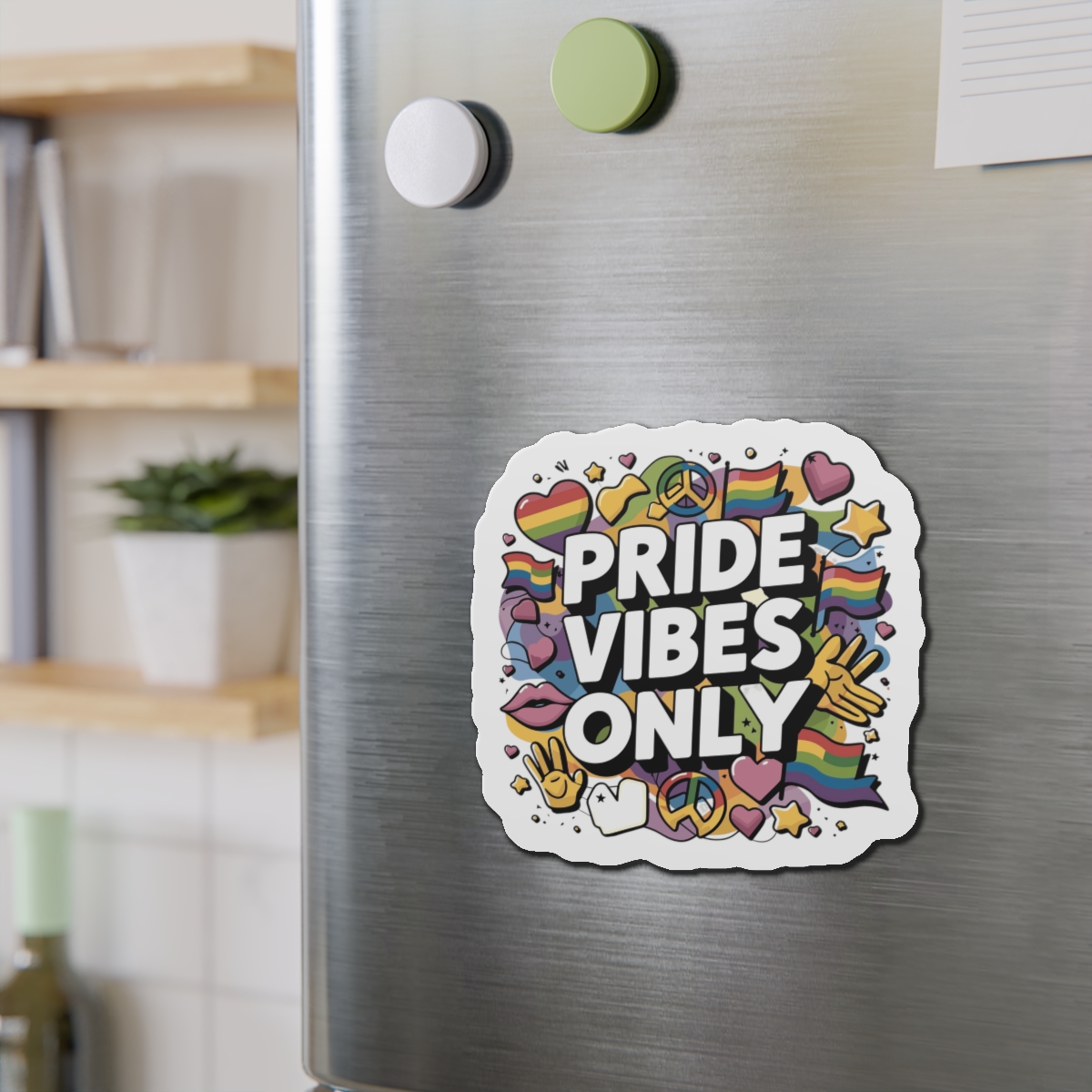 Pride Vibes Only T Shirt Design Isolated White Background Die Cut Magnets - Image 15