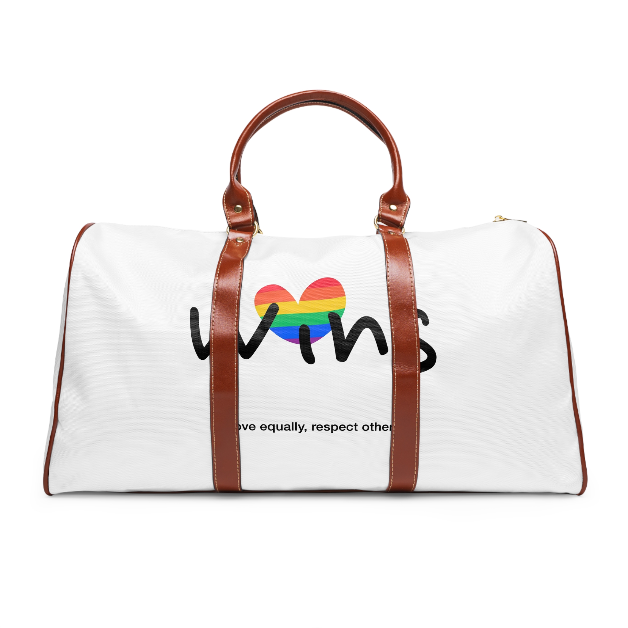 Love Letter Pride Rainbow Lettering Text Writing Pattern Freedom Love Heart Homo Colors Flag Parade (2) Waterproof Travel Bag