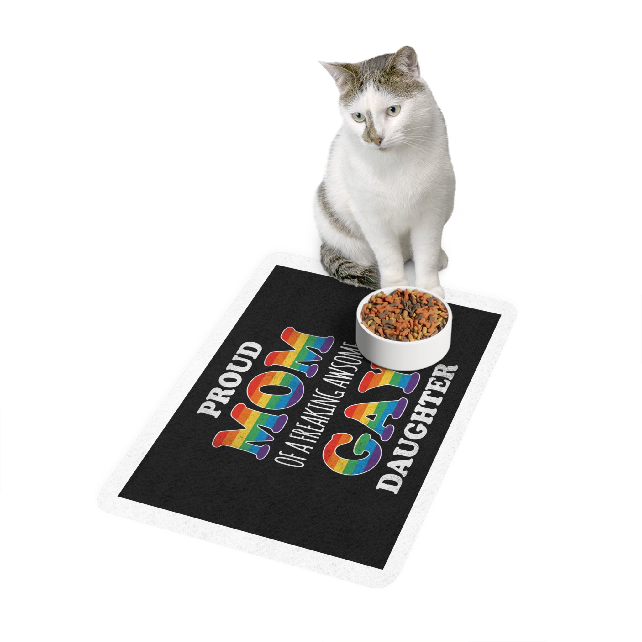 Mother Day Pride Rainbow Typography Vector Premium T Shirt(3) Pet Food Mat 12x18 - Image 3