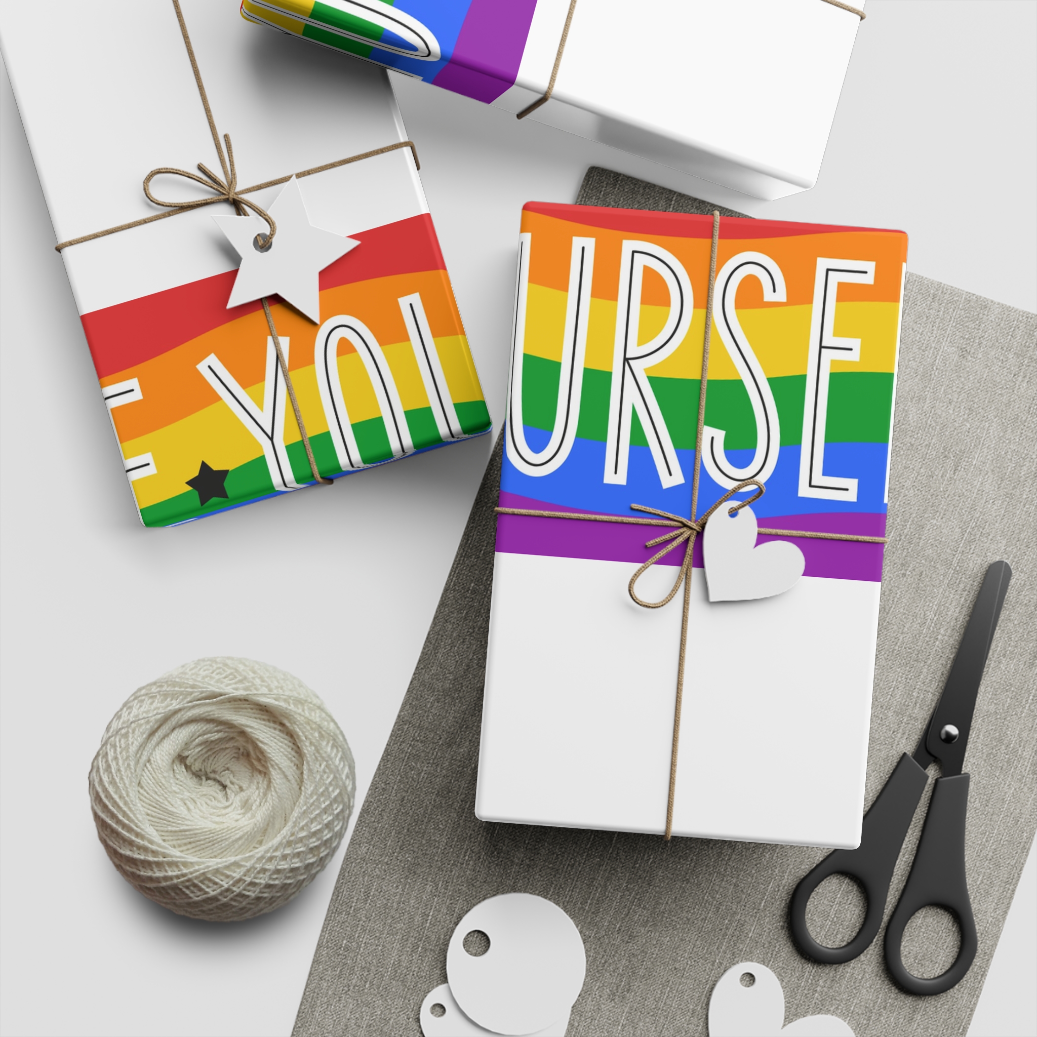 Be Yourself Phrase With Lgbtqia Flag Background Gift Wrapping Paper Sheets 1pc - Image 2