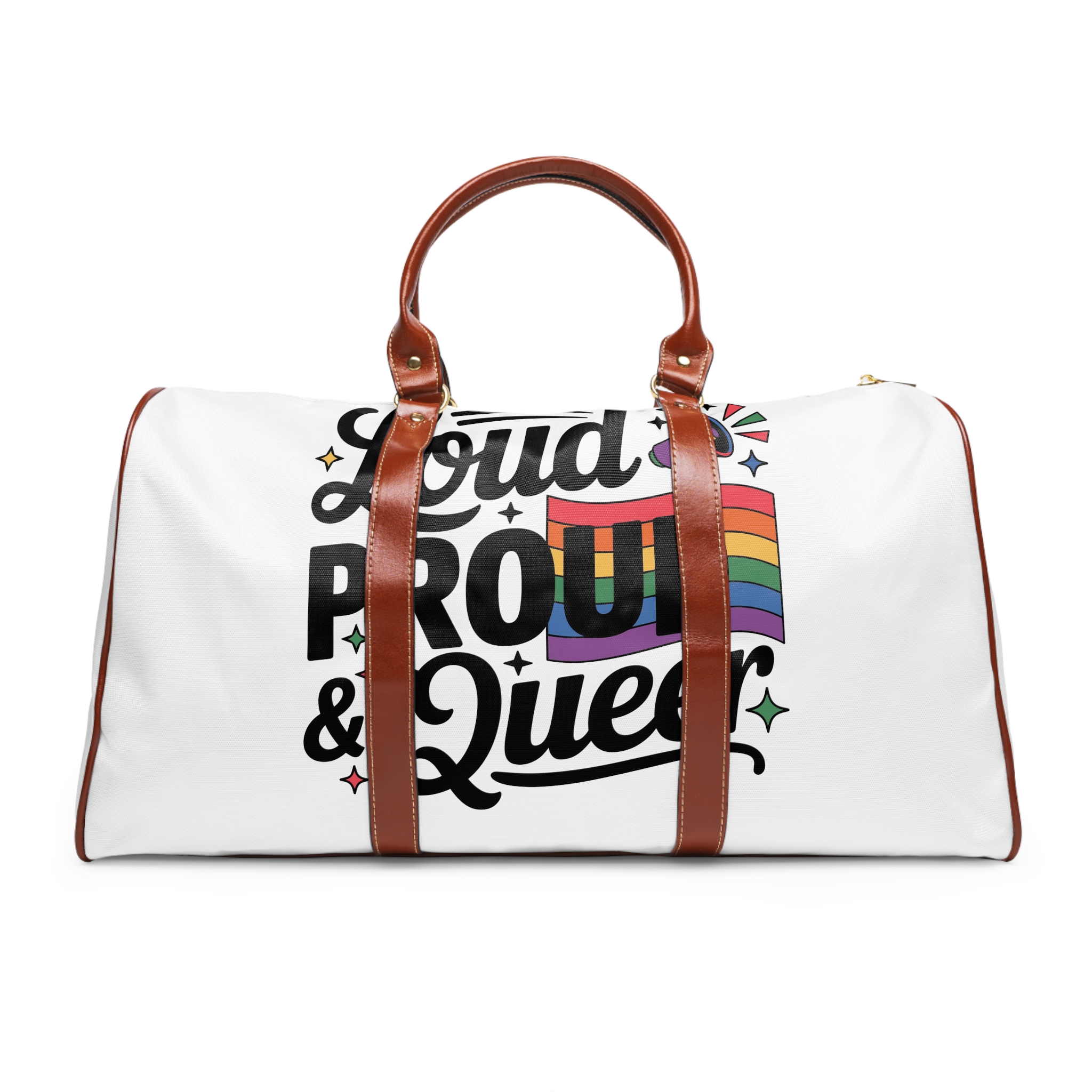 Loud Proud Queer T Shirt Design Isolated White Background2 Waterproof Travel Bag