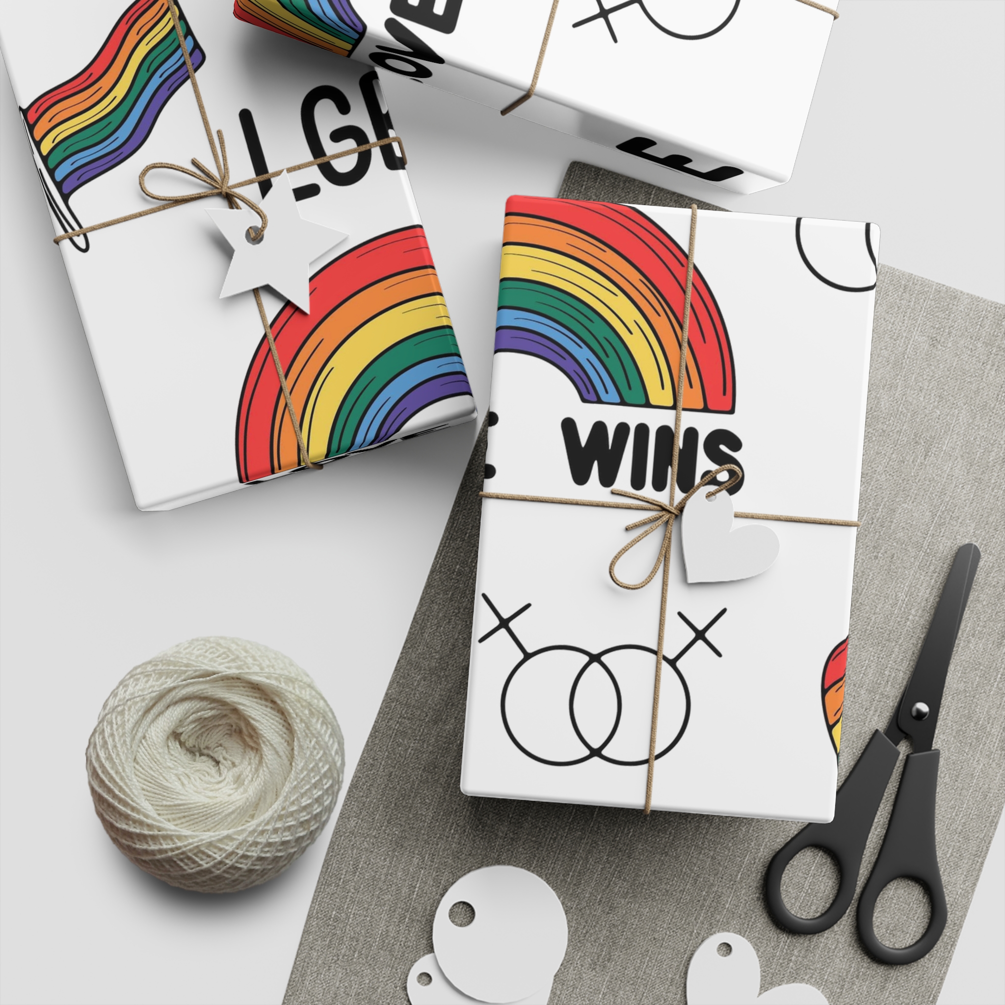 Lgbtq Pride Seamless Illustration Rainbow Hearts Love Symbols Gift Wrapping Paper Sheets 1pc - Image 2
