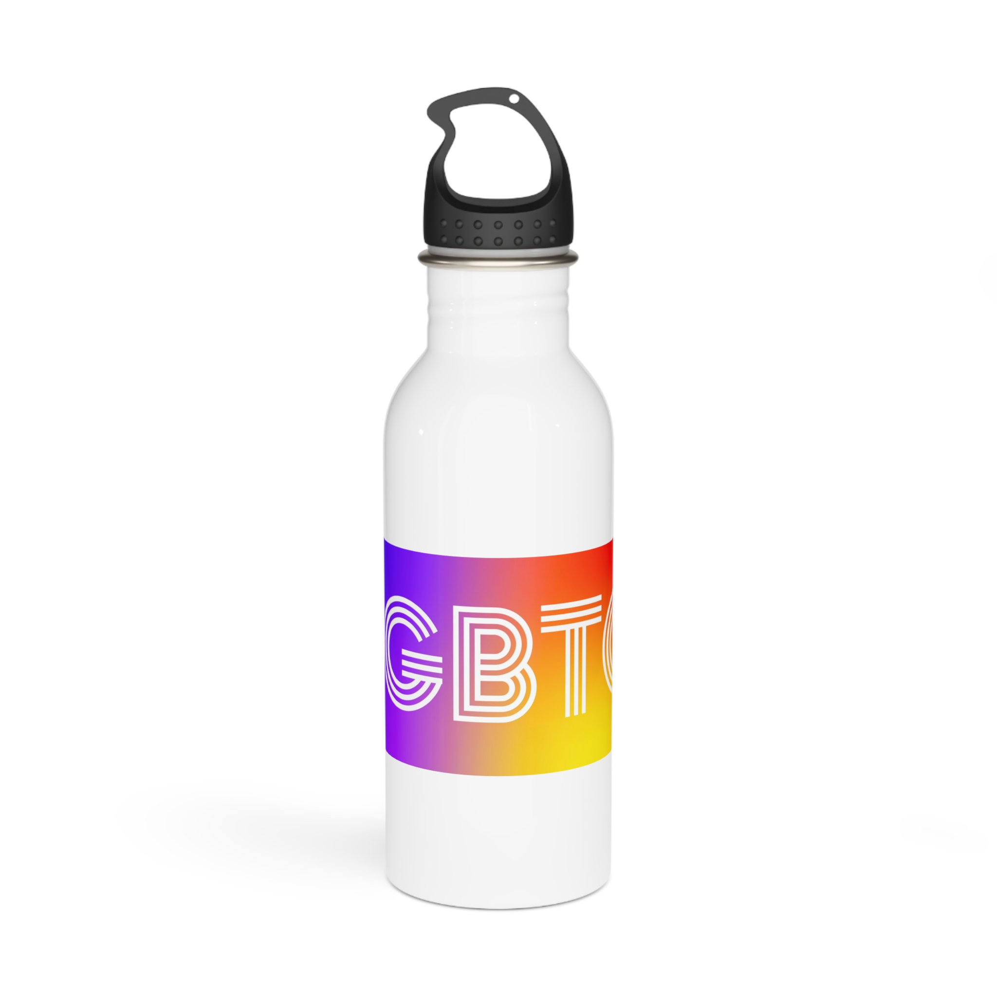 Lgbtq Typography With Rainbow Gradient Background Colorful Vibrant Pride Concept Poster Banner Stainless Steel Water Bottle