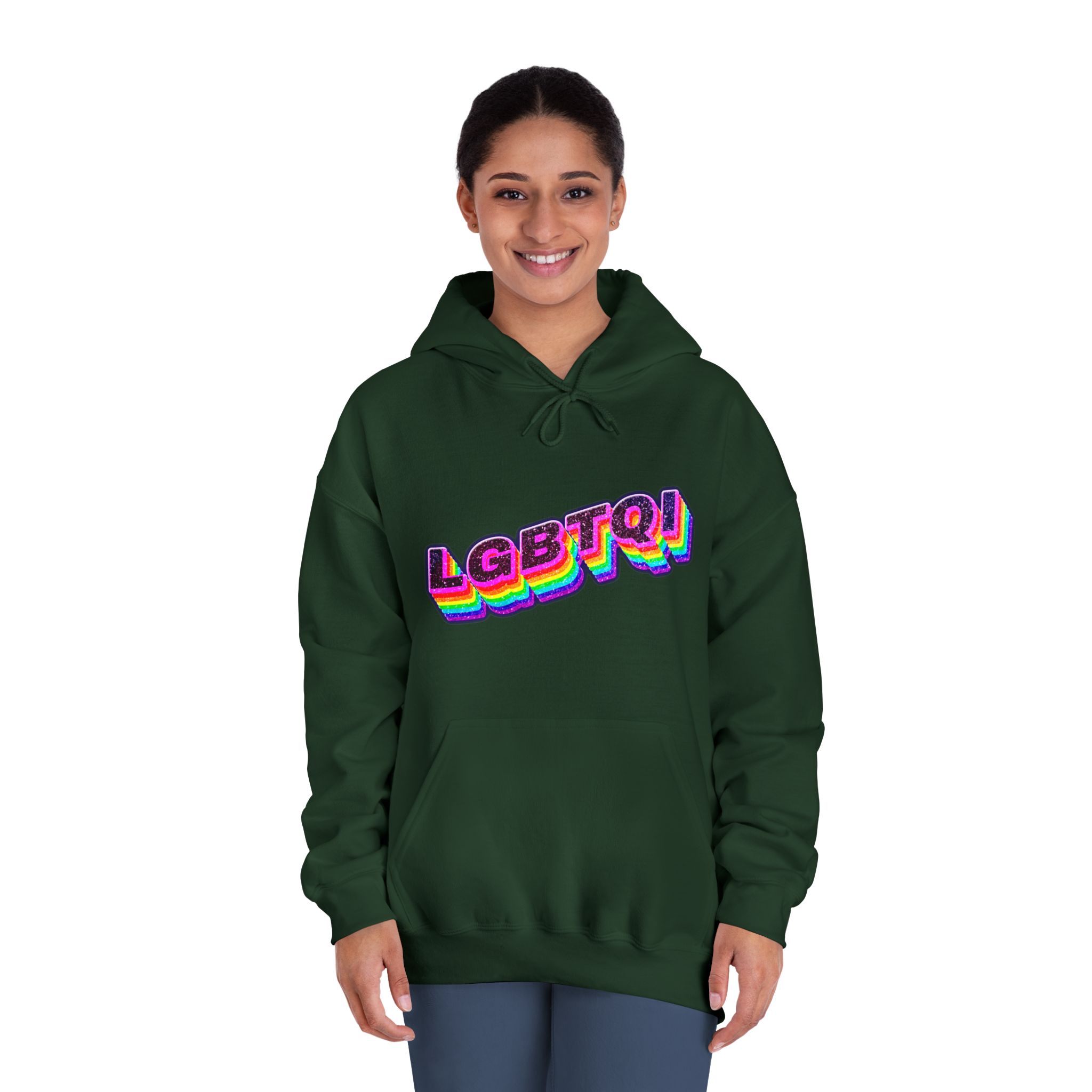 Lgbtqi 3d Word Glitch Png Unisex Dryblend Hooded Sweatshirt - Image 24