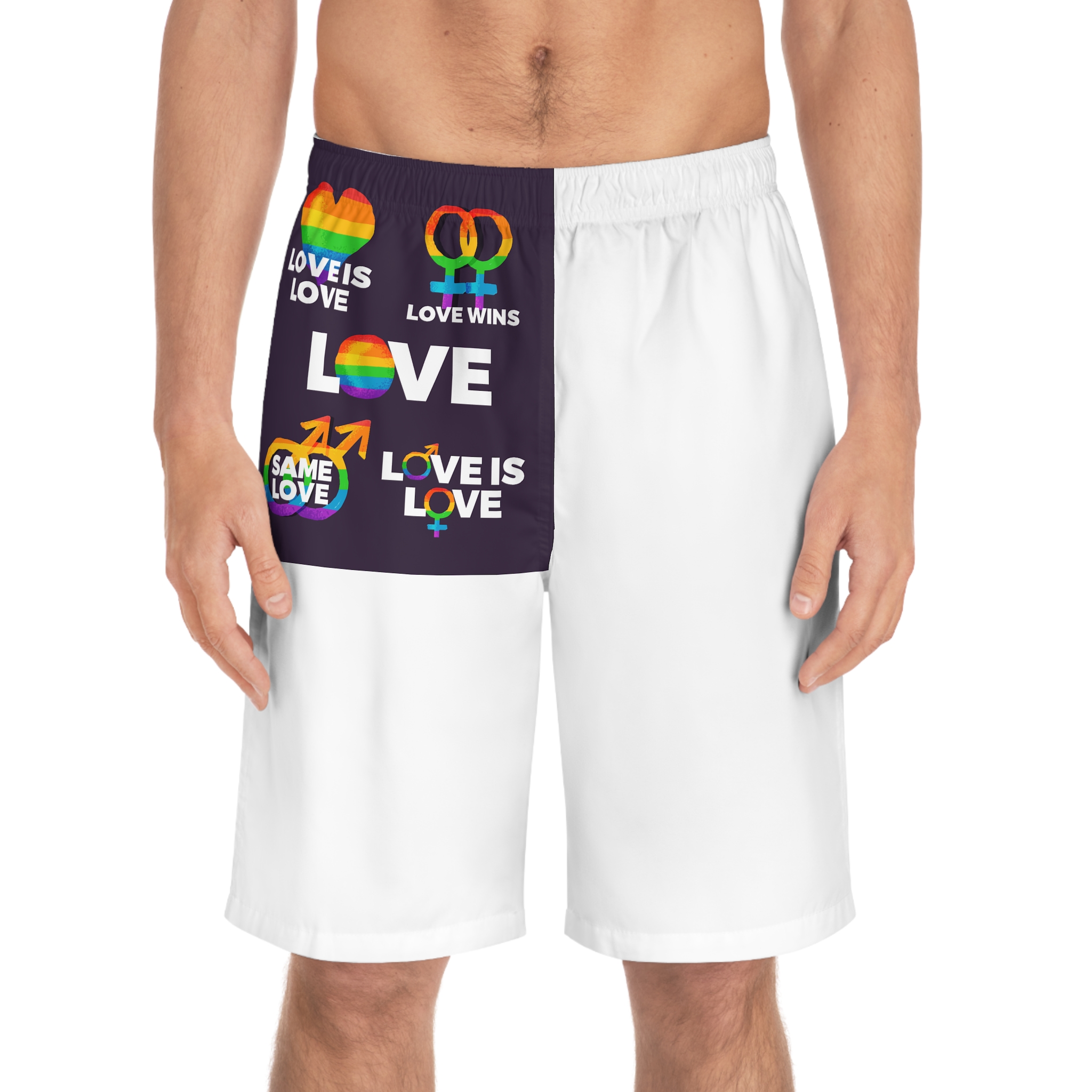 Colorful Pride Day Labels Mens Board Shorts Aop - Image 3