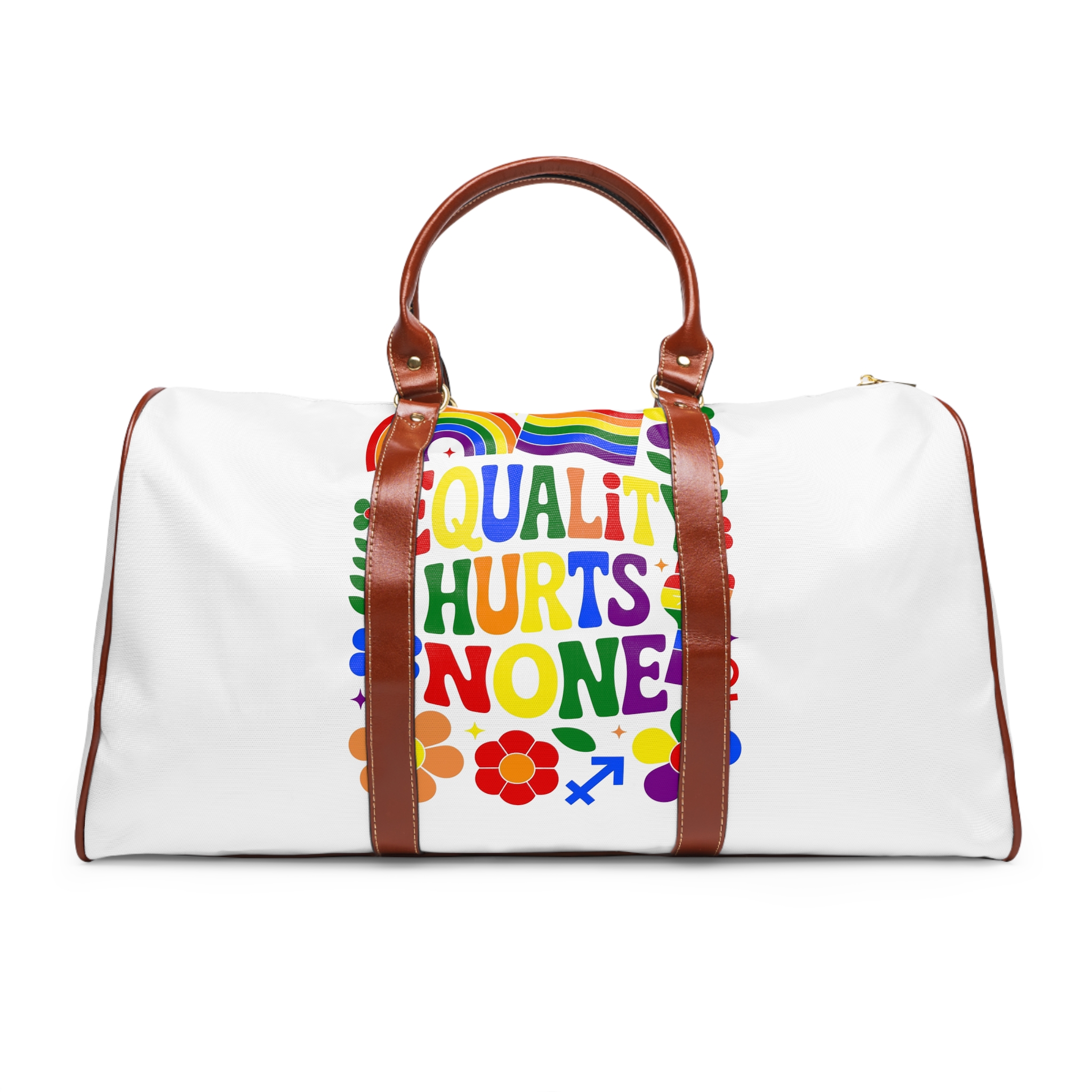 Colorful Equality Hurts None Rainbow Pride Illustration Waterproof Travel Bag