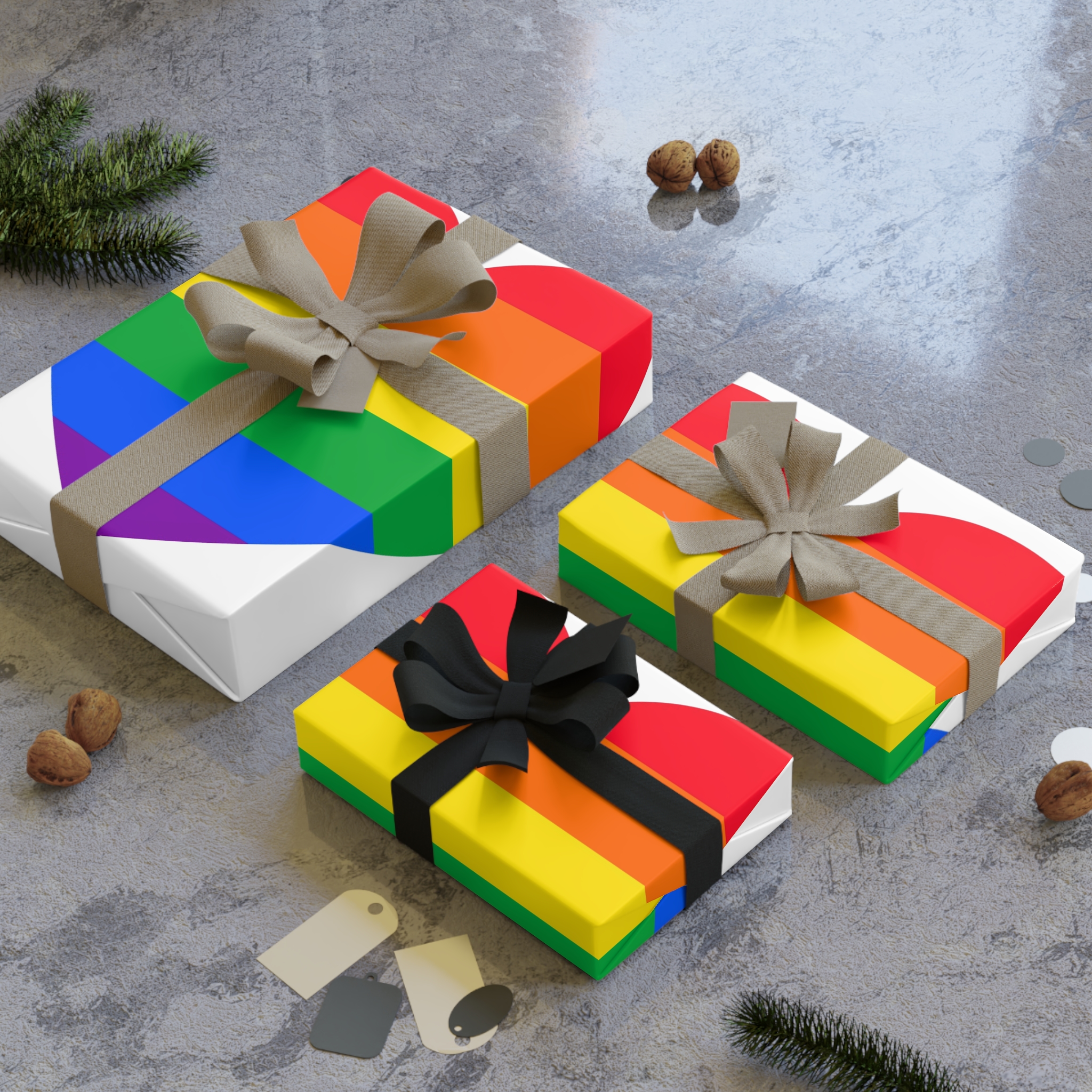 Gay Pride Flat Heart Shape Gift Wrapping Paper Rolls 1pc - Image 4