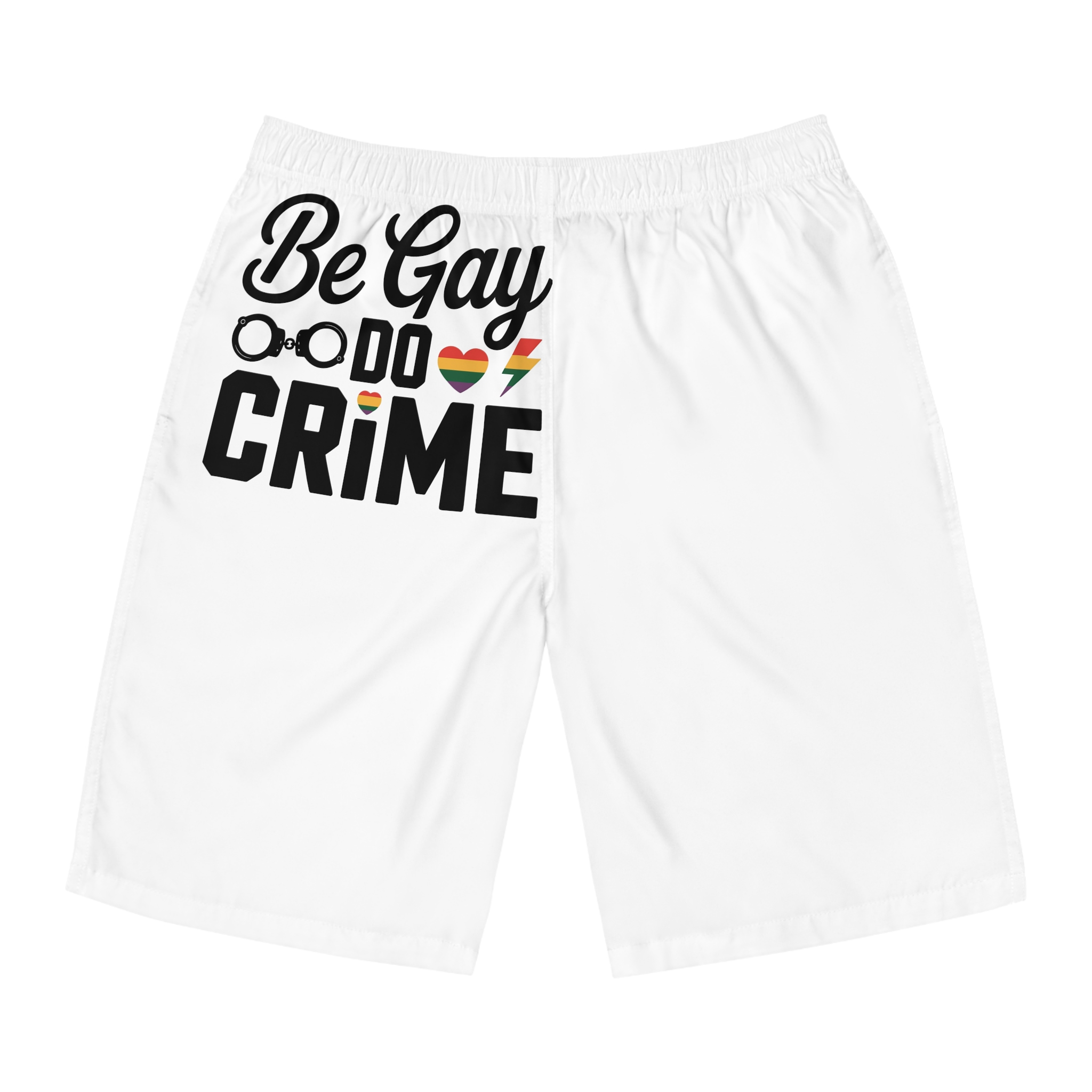 Be Gay Crime T Shirt Design Isolated White Background Mens Board Shorts Aop