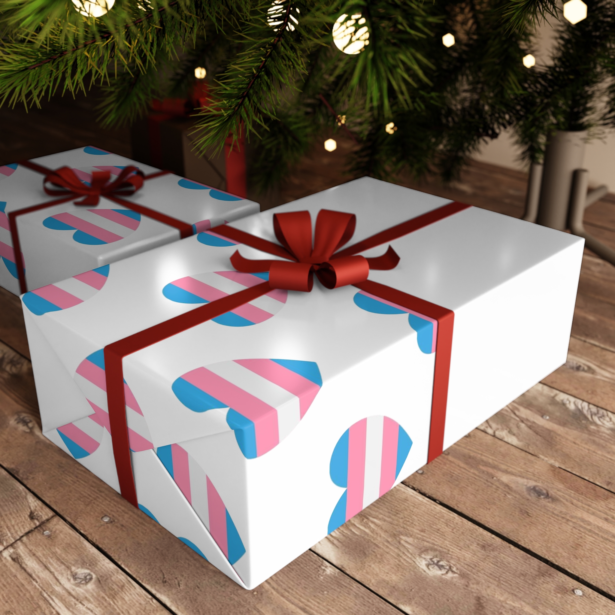 Vector Seamless Pattern Trans Lgbt Flag Heart Gift Wrapping Paper Sheets 1pc - Image 3
