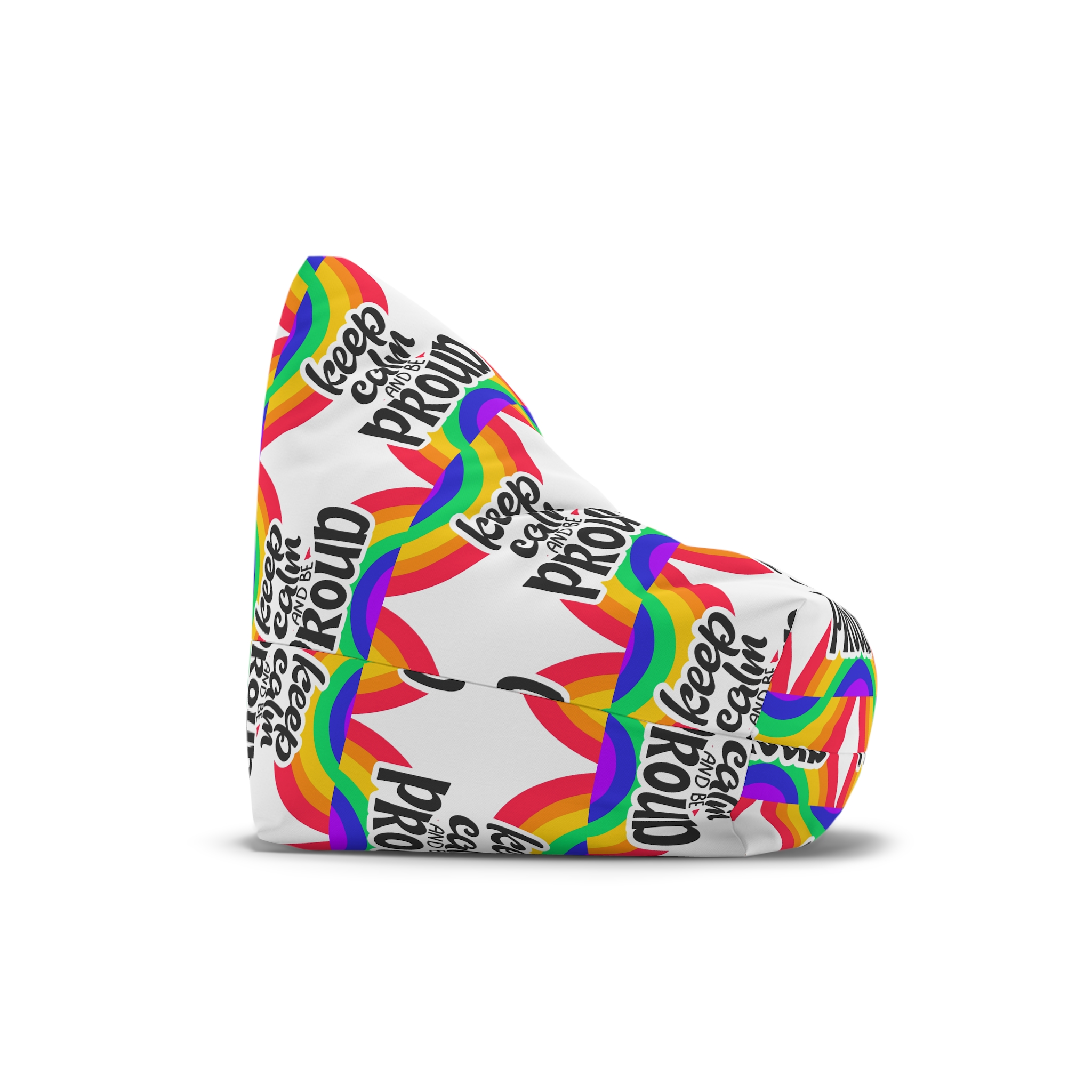 Keep Calm Be Proud Lgbt Lettering Quote Pride Poster Concept With Colorful Rainbow Vector Bean Bag Chair Cover - Image 3