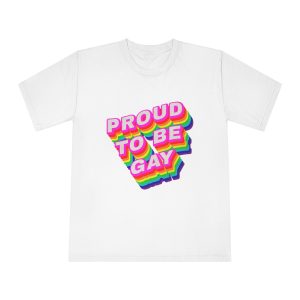 Rainbow Word Proud Be Gay Typography Design Element - Unisex Classic Crewneck T Shirt