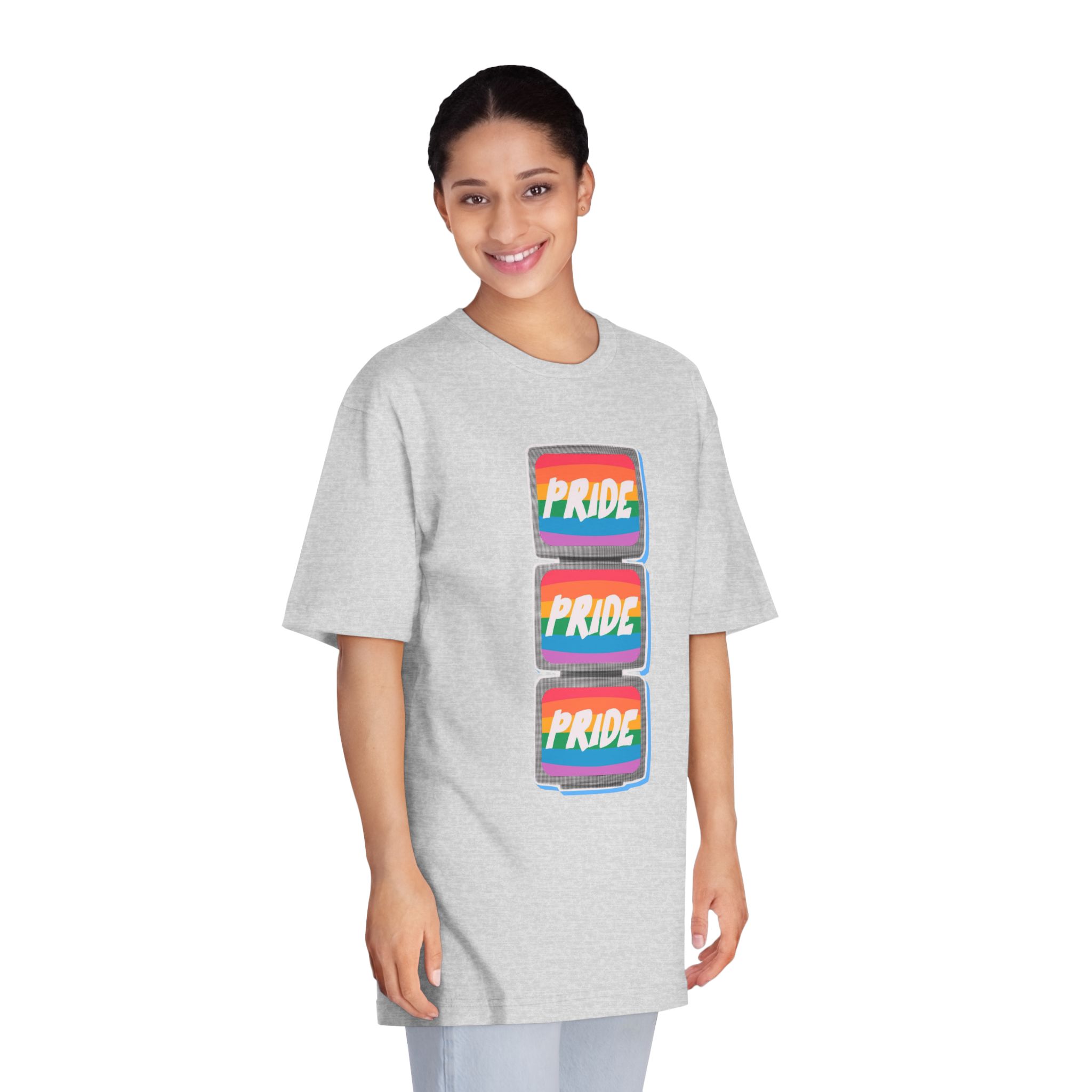 Retro Halftone Tvs With Rainbow Screens Bold Text Perfect Pride Month Activism Designs - Unisex Classic Crewneck T Shirt - Image 15
