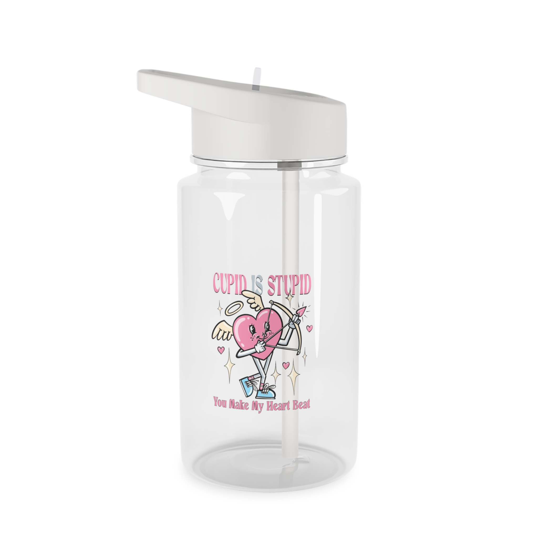 Love Cupid Holding Bow Tshirt Design Tritan Water Bottle
