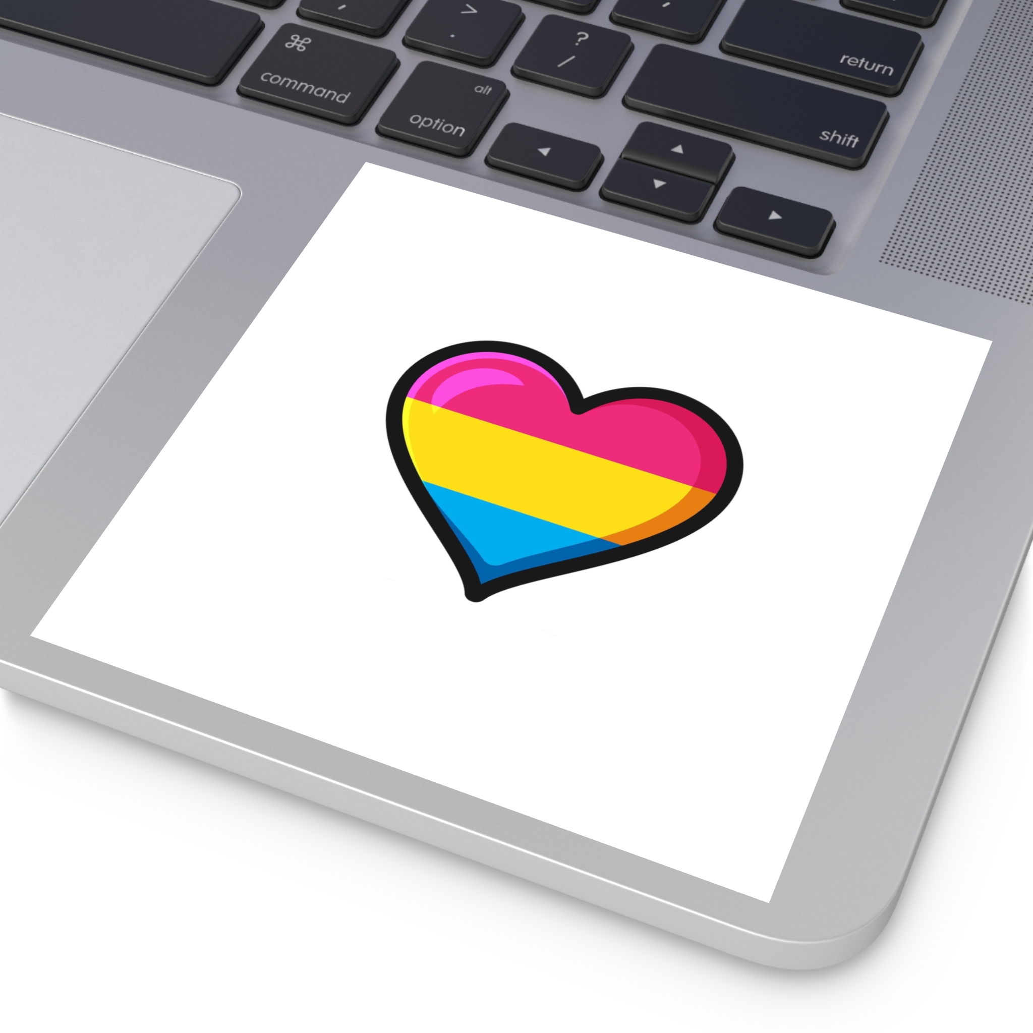 Pansexual Pride Flag Heart Shape Vector Illustration Laminate Stickers Square - Image 43