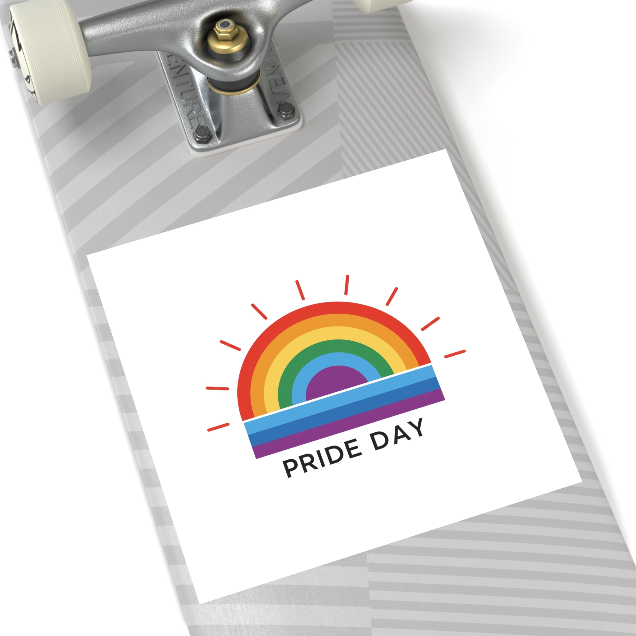 Rainbow Pride Day Celebration Illustration With Colorful Sunburst Design Lgbtq Support Awareness Laminate Stickers Square - Image 64