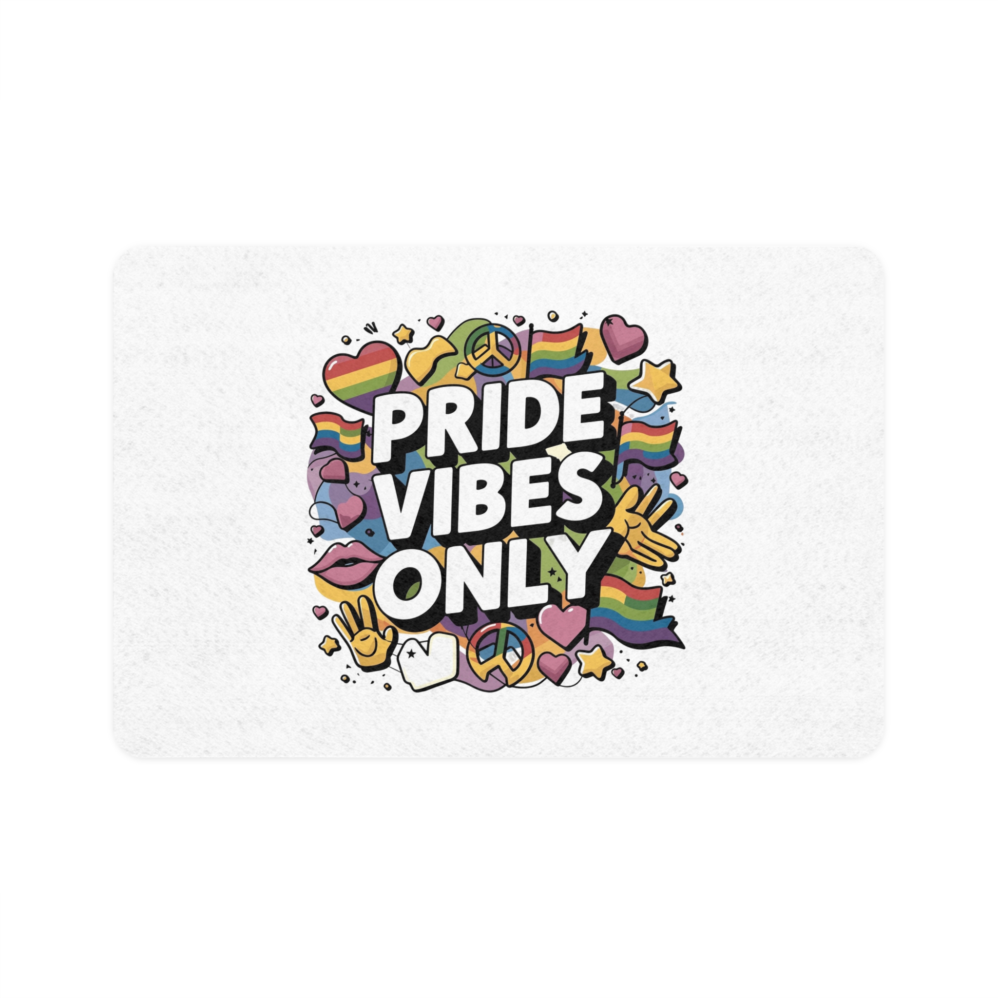 Pride Vibes Only T Shirt Design Isolated White Background Pet Food Mat 12x18