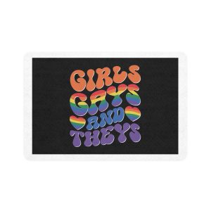 Colorful Poster With Words Girls Theyre Always Theyre Too Much Pet Food Mat 12x18