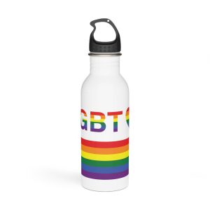 Lgbt Word Text Letter With Heart Rainbow Color Flag Isolated White Background Vector Illustration Stainless Steel Water Bottle