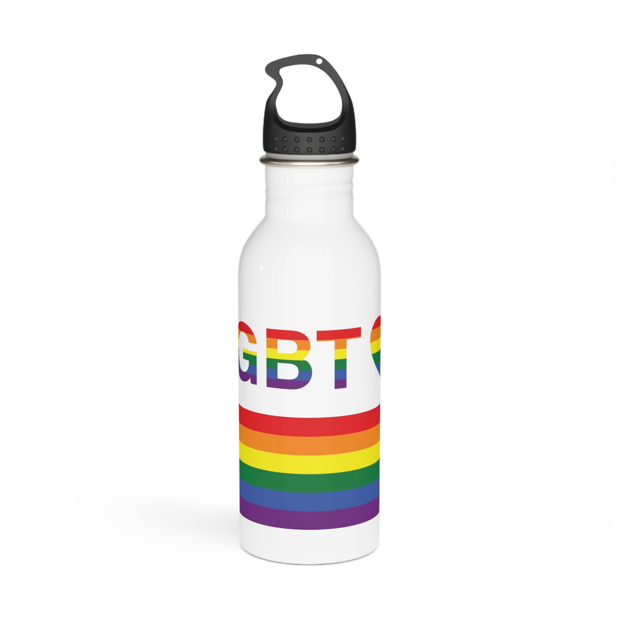 Lgbt Word Text Letter With Heart Rainbow Color Flag Isolated White Background Vector Illustration Stainless Steel Water Bottle