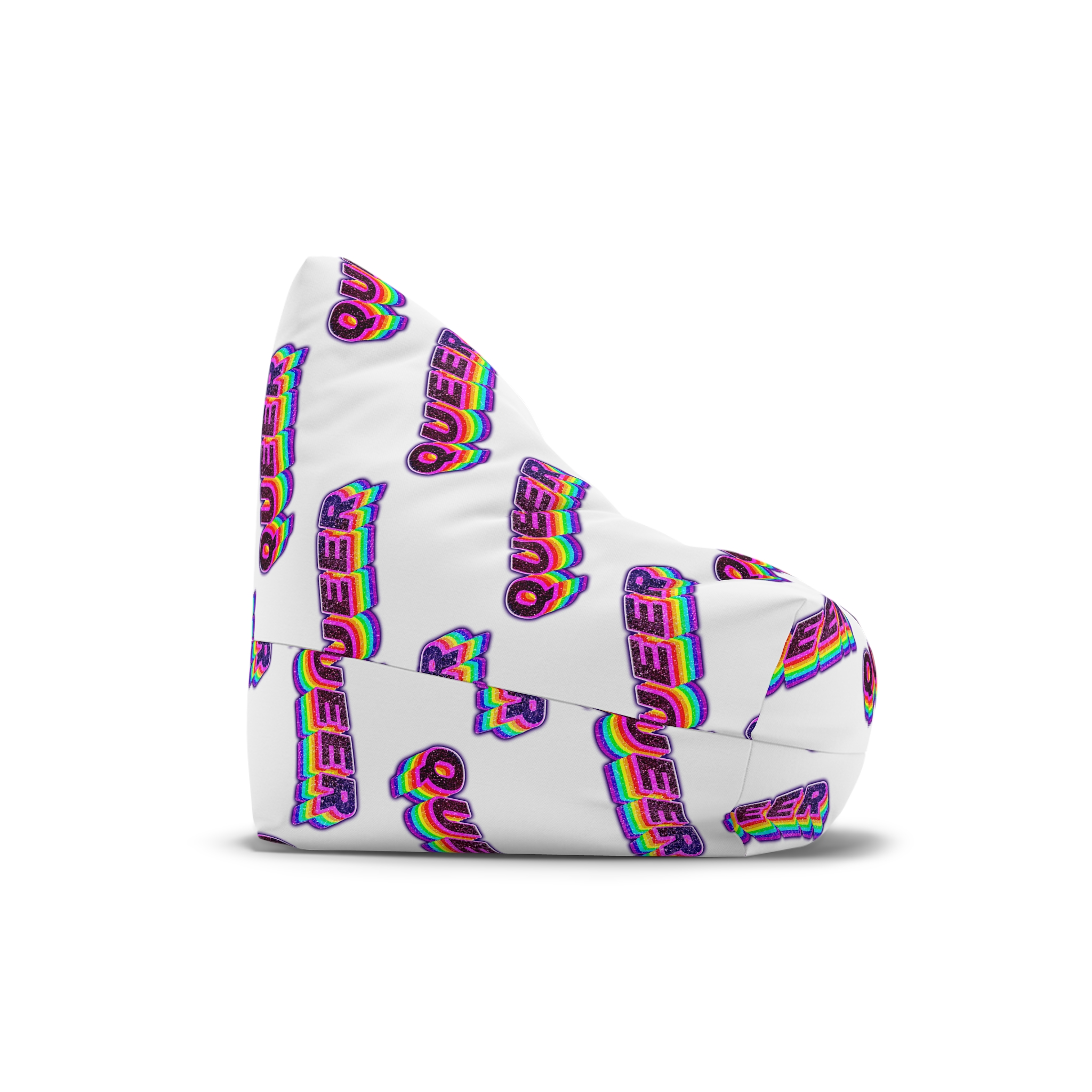 Queer Png Word Rainbow Typography Bean Bag Chair Cover - Image 3