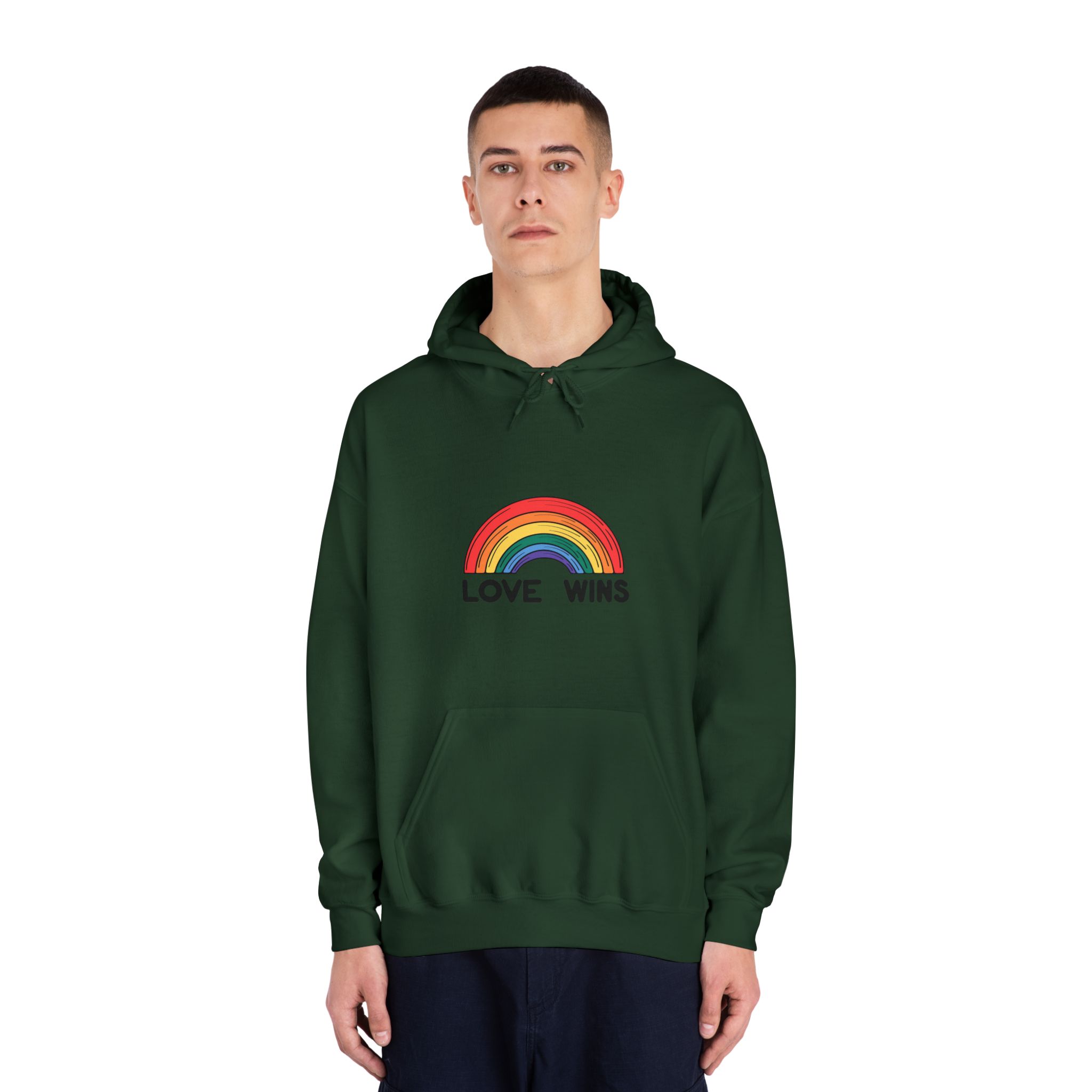 Love Wins Rainbow Pride Illustration Unisex Dryblend Hooded Sweatshirt - Image 23