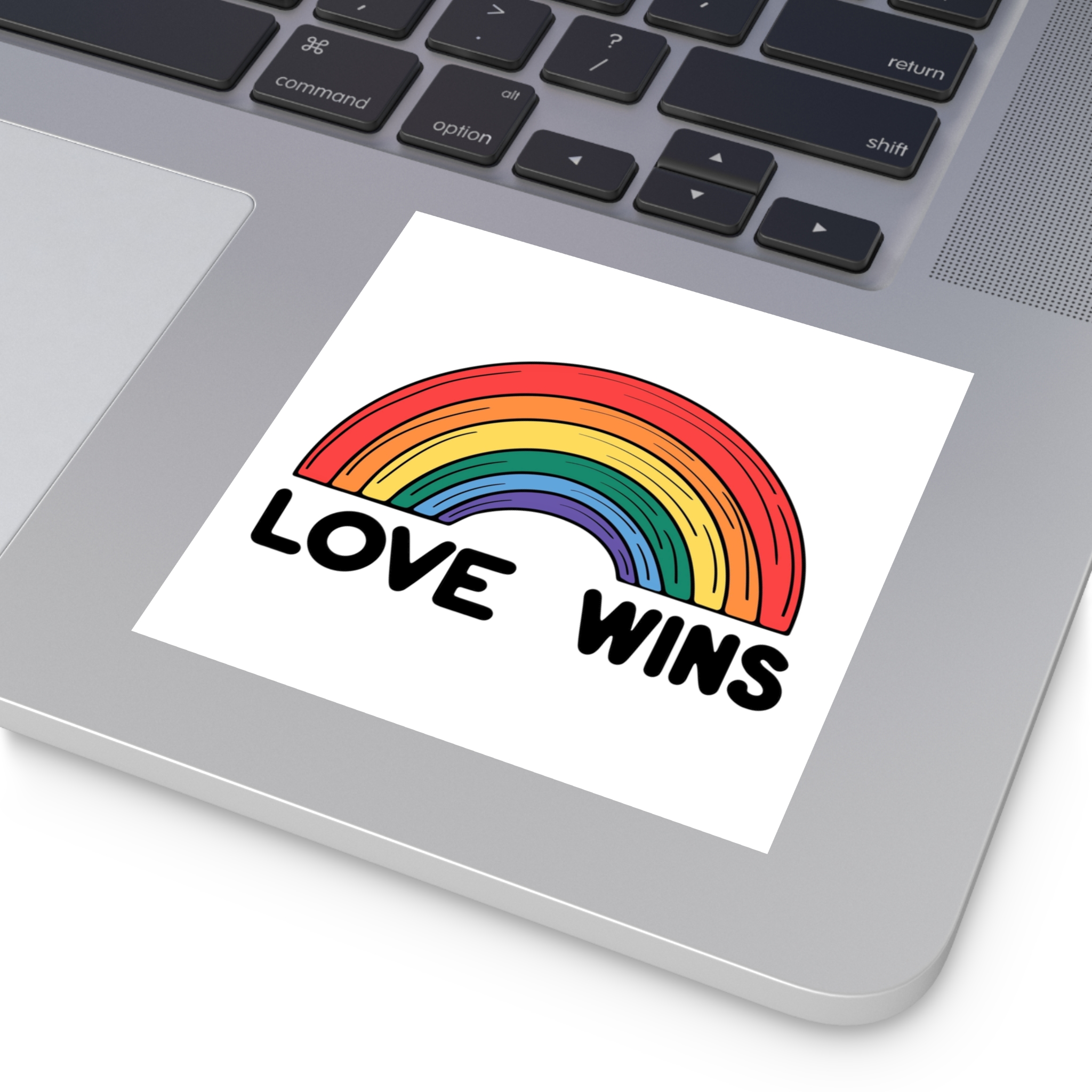 Love Wins Rainbow Pride Illustration Laminate Stickers Square - Image 19