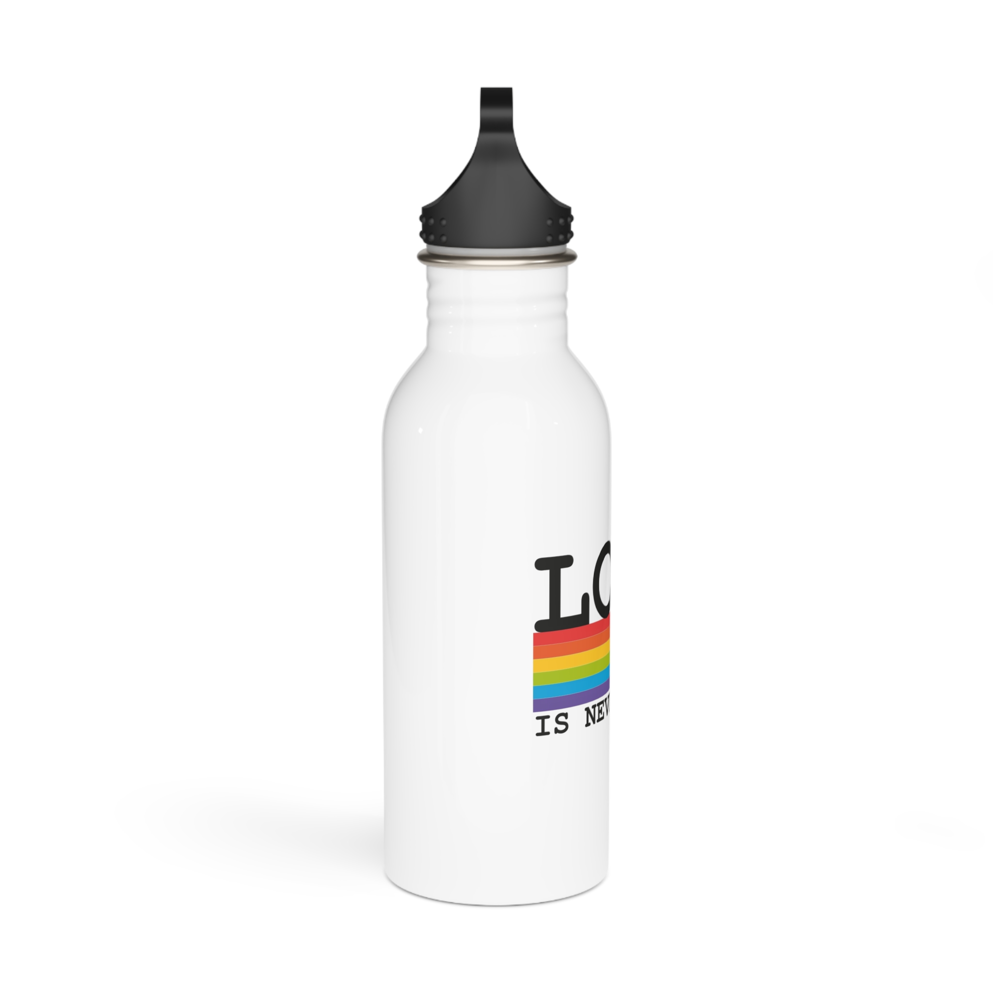 Lgbt Flag Rainbow With Lettering Love Is Never Wrong Lgbt Pride Month Stainless Steel Water Bottle - Image 2