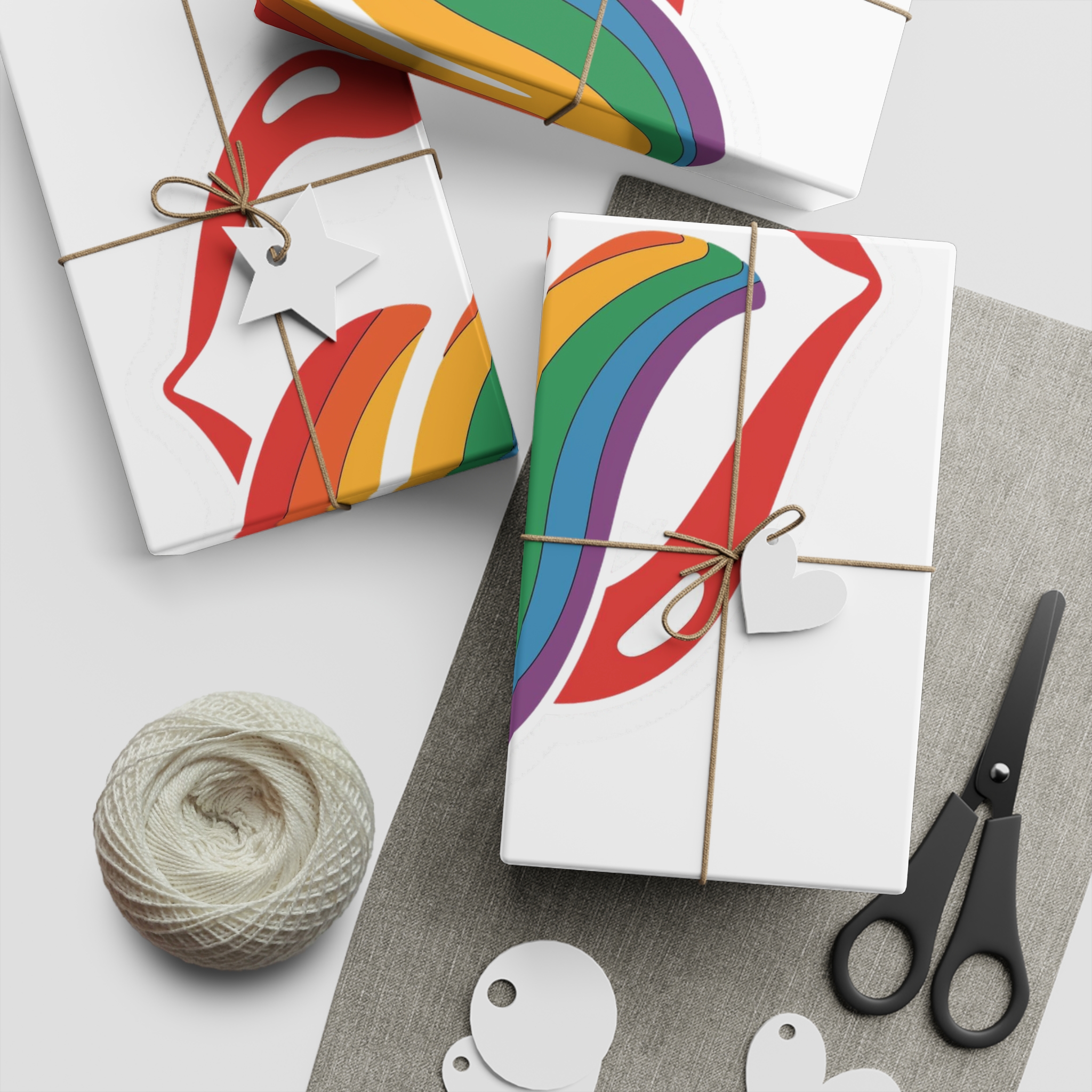 Rainbow Tongue Pop Art Lips Illustration(1) Gift Wrapping Paper Sheets 1pc - Image 2