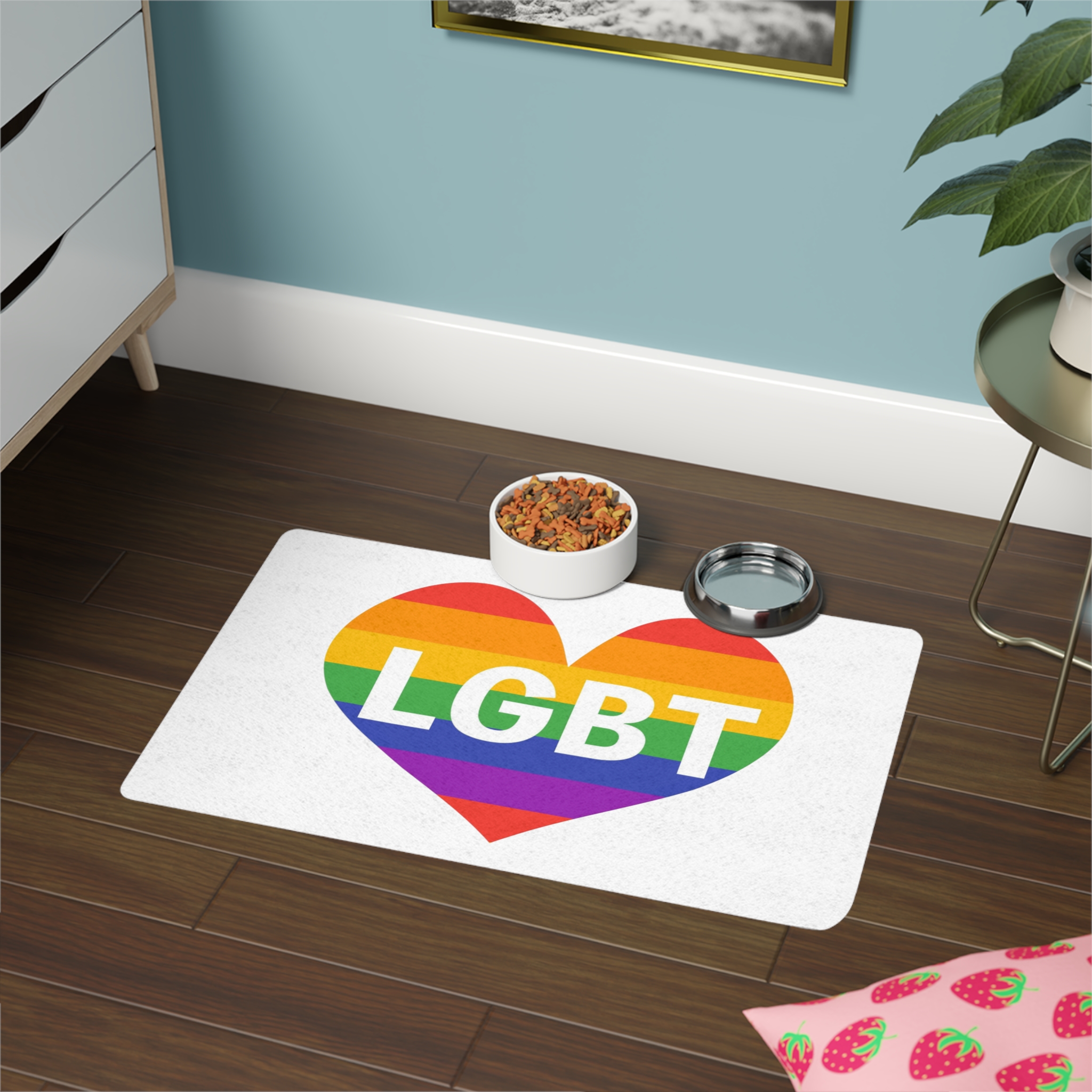 Lgbt Rainbow Colors Heart Mark Lgbt Letters Pet Food Mat 12x18 - Image 4