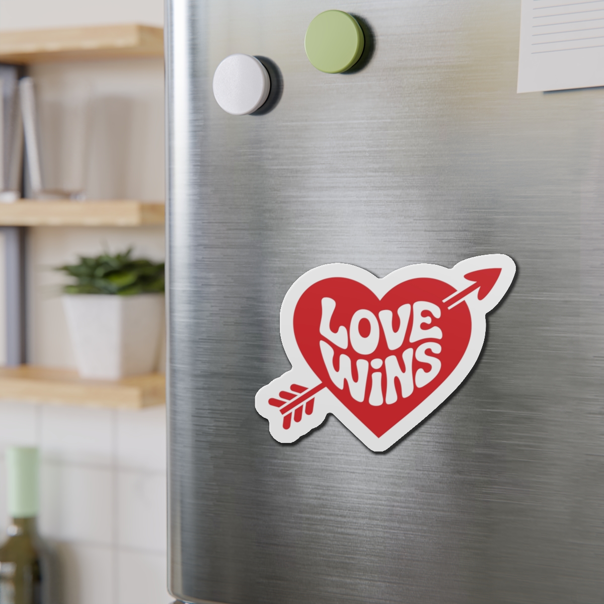 Love Wins Inscription Red Heart Pierced With Cupid39s Arrow Transparent Background Die Cut Magnets - Image 12
