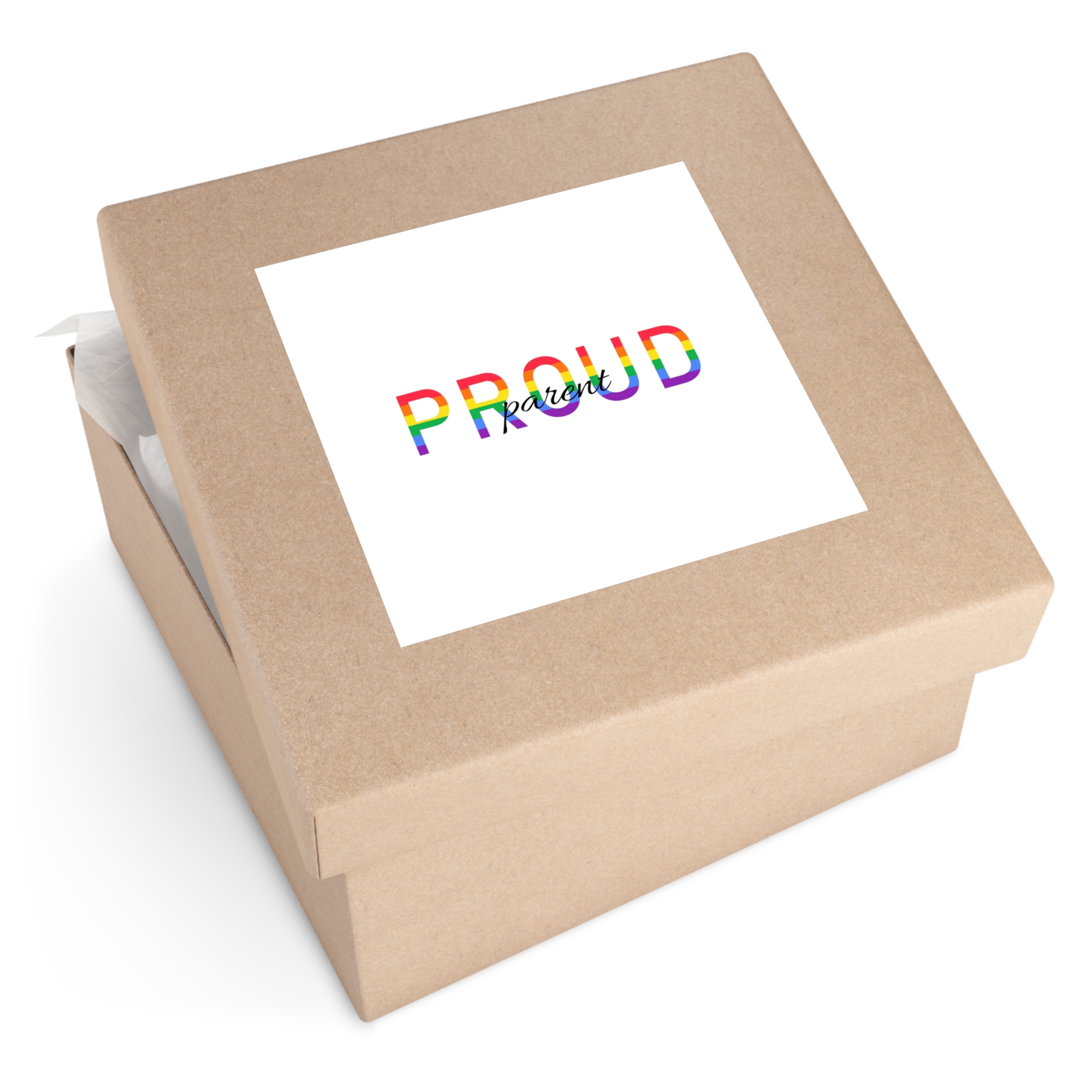 Proud Parent Letering Rainbow Colors Lgbt Flag Lgbt Parents Community Support Laminate Stickers Square - Image 55