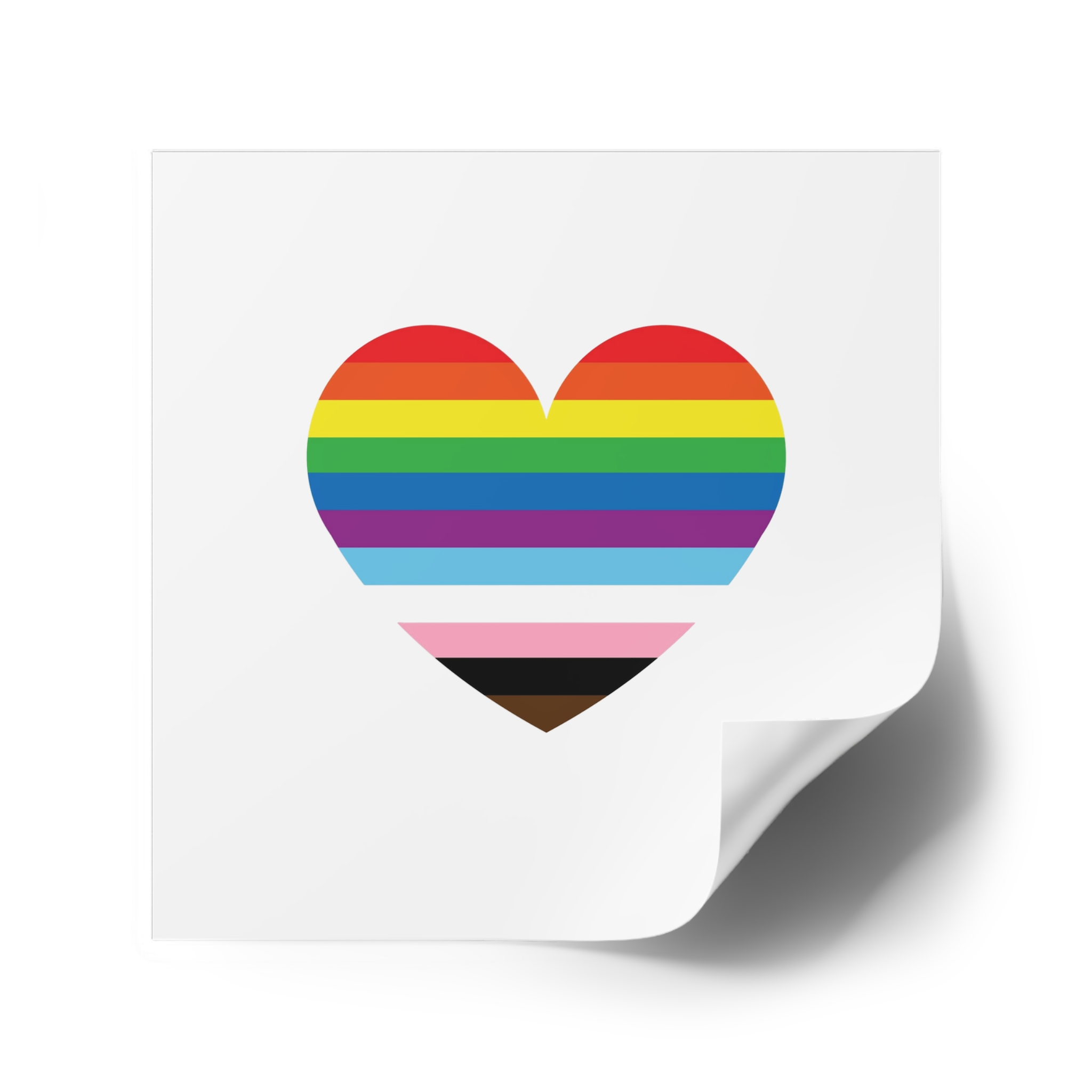Progress Pride Flag Heart Symbol Love Inclusion Laminate Stickers Square - Image 34