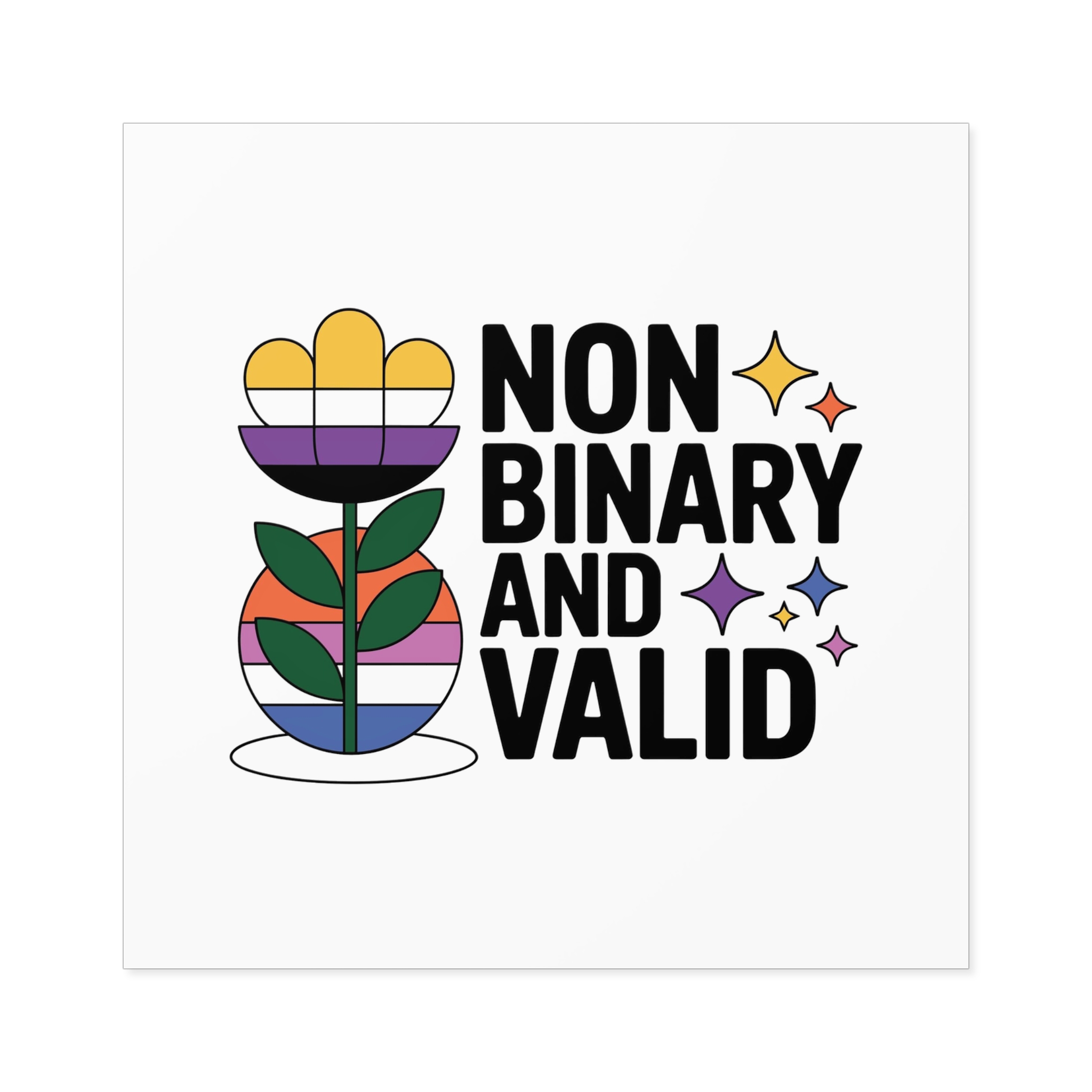 Non Binary Valid T Shirt Design Isolated White Background Laminate Stickers Square - Image 37