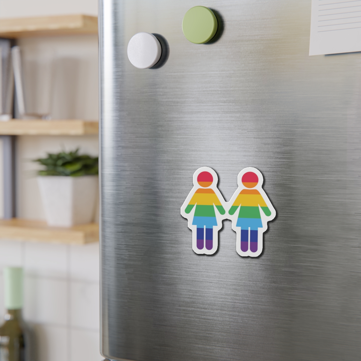 Lgbt Pride Two Lesbians Vector Icon Rainbow Colors Vector Illustration Die Cut Magnets - Image 6
